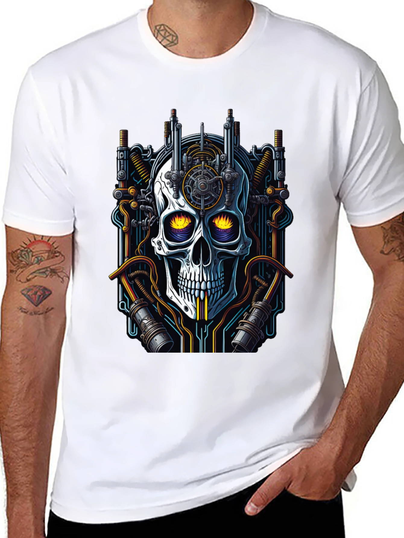 Cyberpunk Skull Graphic Tee - Unique Techwear Style