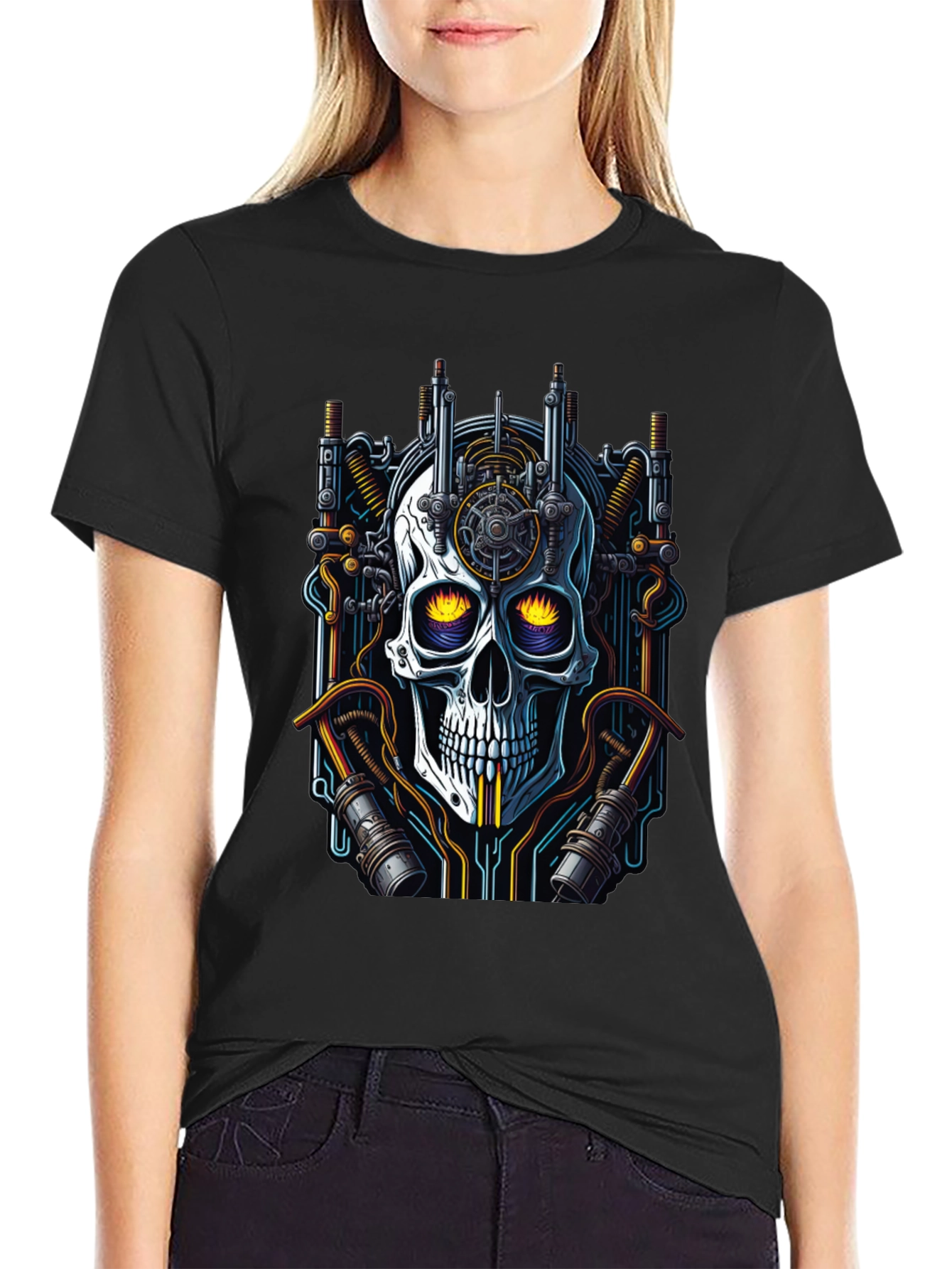 Cyberpunk Skull Graphic Tee - Unique Techwear Style