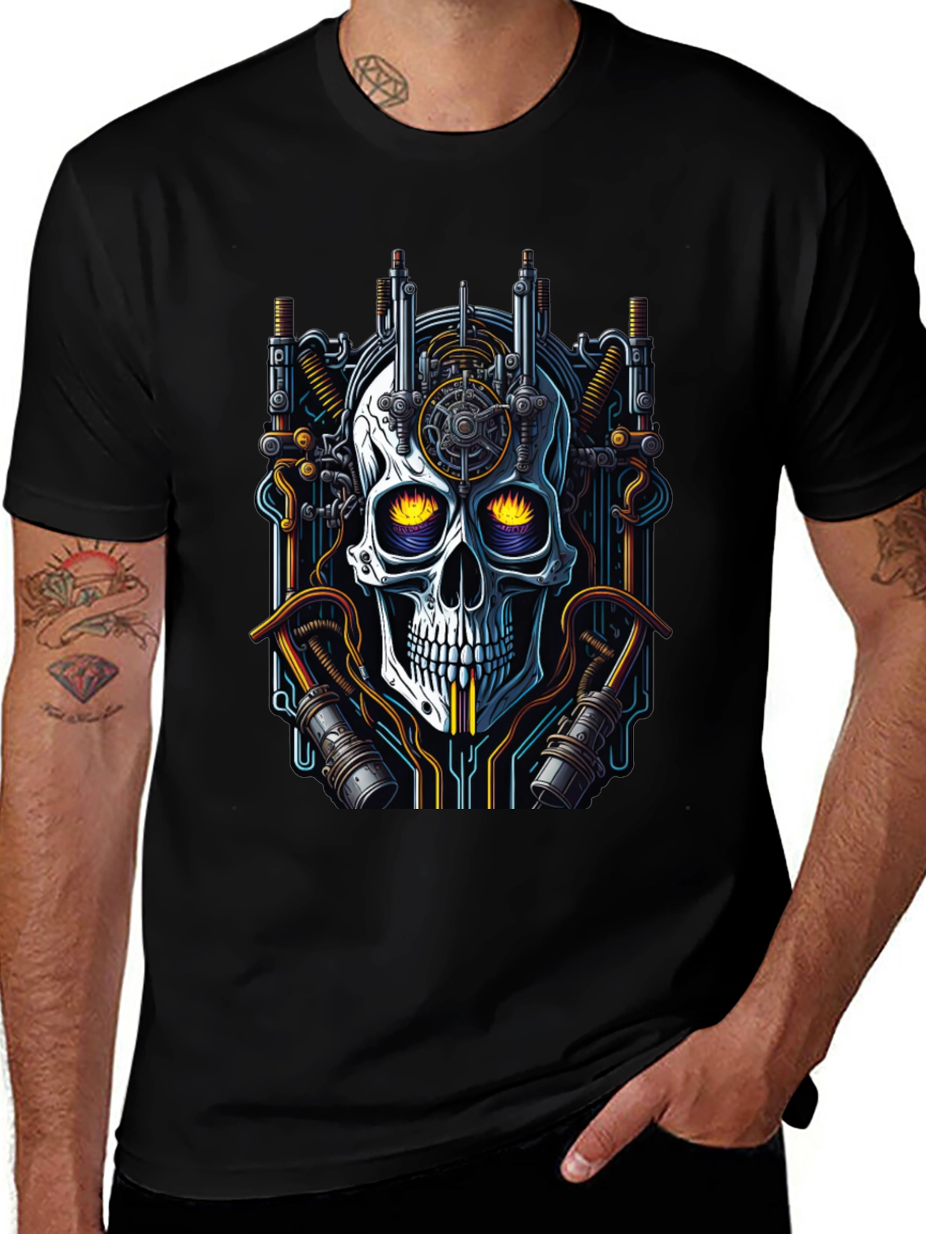 Cyberpunk Skull Graphic Tee - Unique Techwear Style