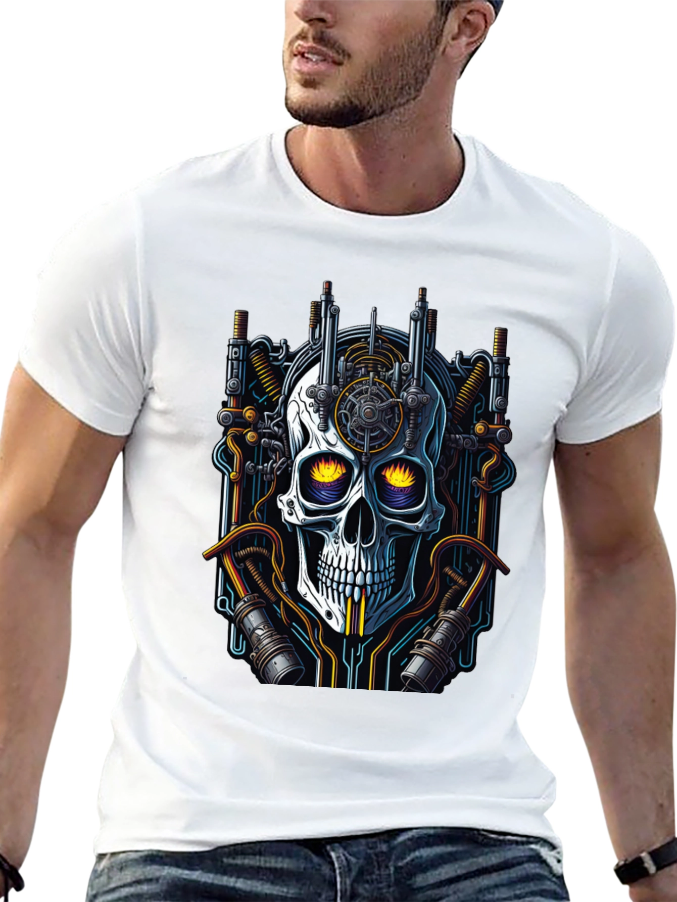 Cyberpunk Skull Graphic Tee - Unique Techwear Style