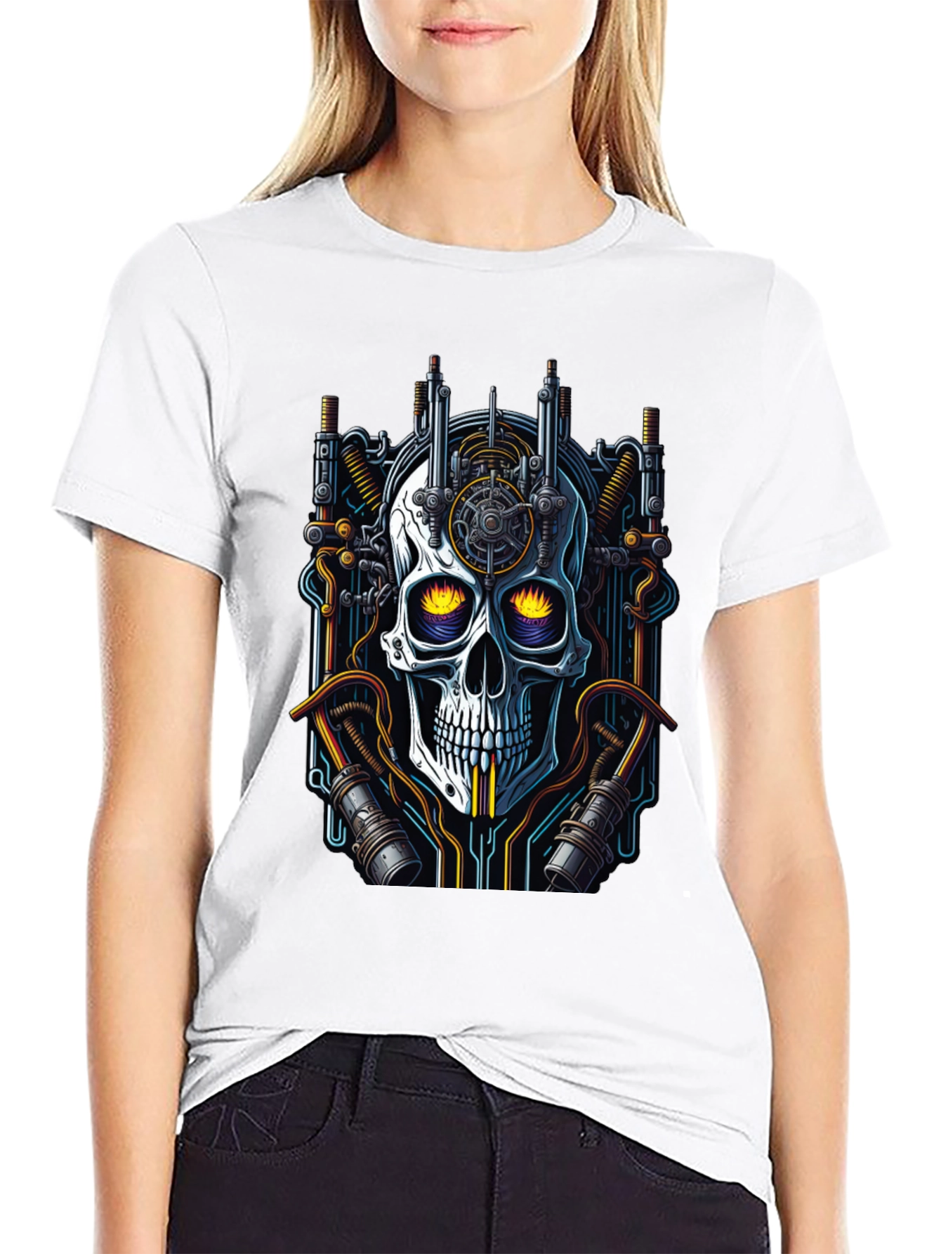 Cyberpunk Skull Graphic Tee - Unique Techwear Style