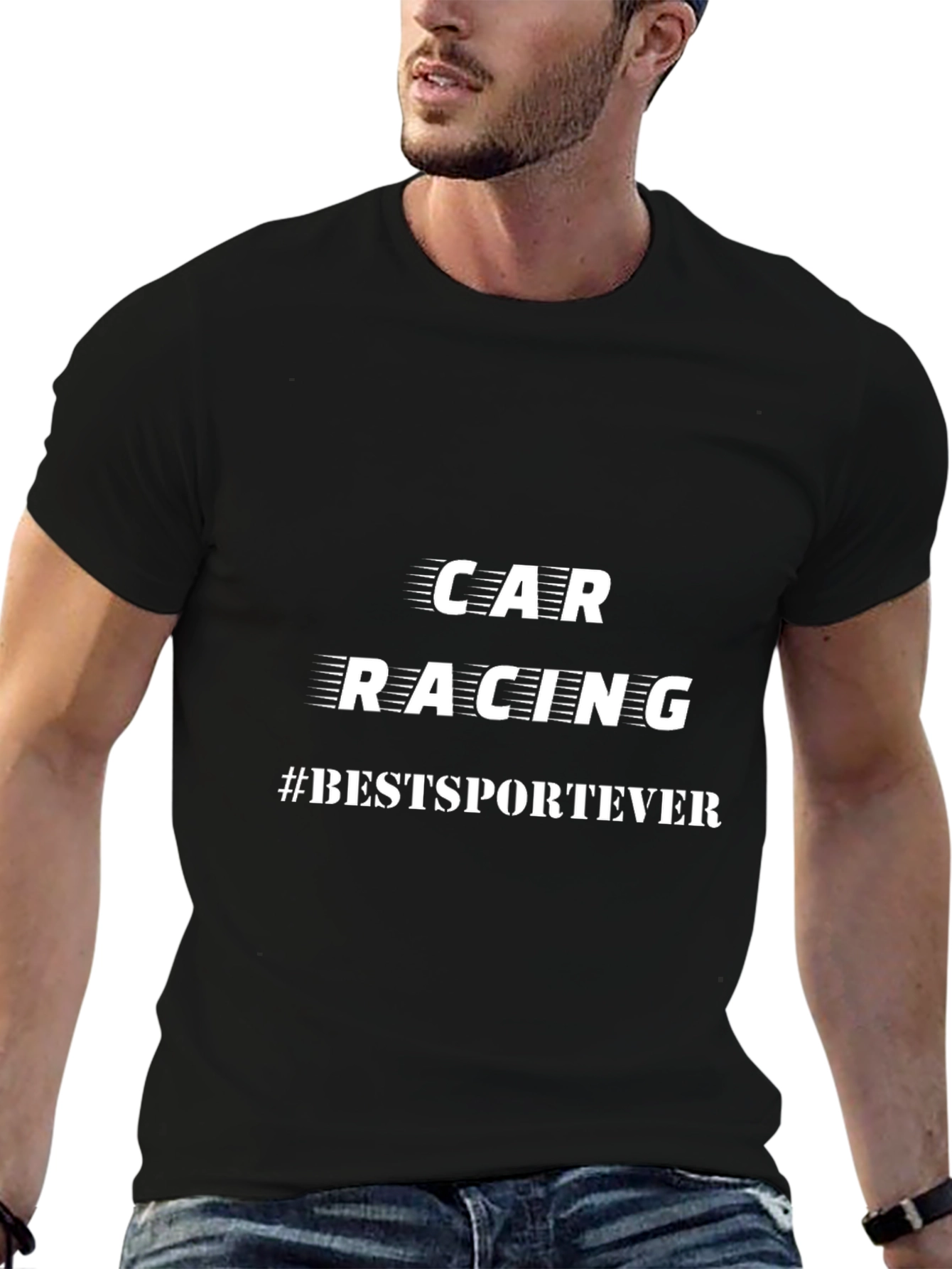 Car Racing #BESTSPORTEVER Black T-Shirt