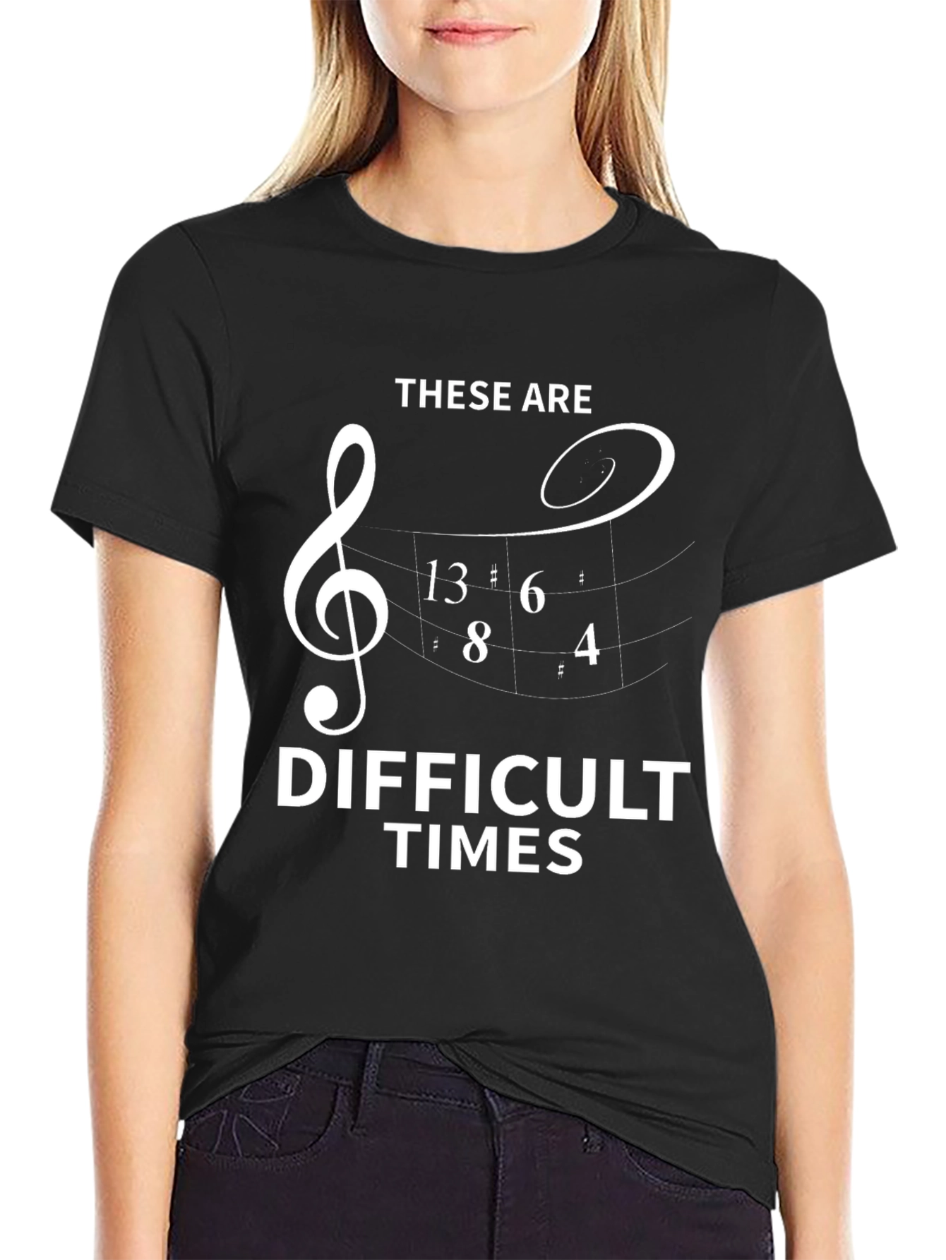 Difficult Times Music Treble Clef Mens T-Shirt