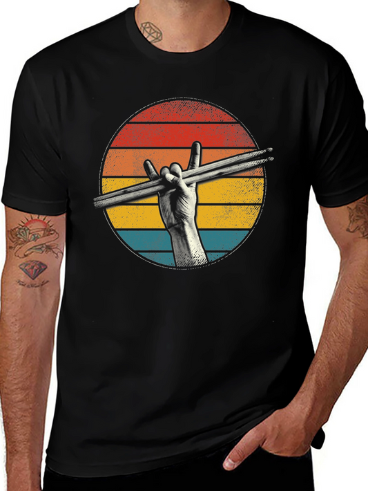 Retro Drummer Graphic Tee - Rock On