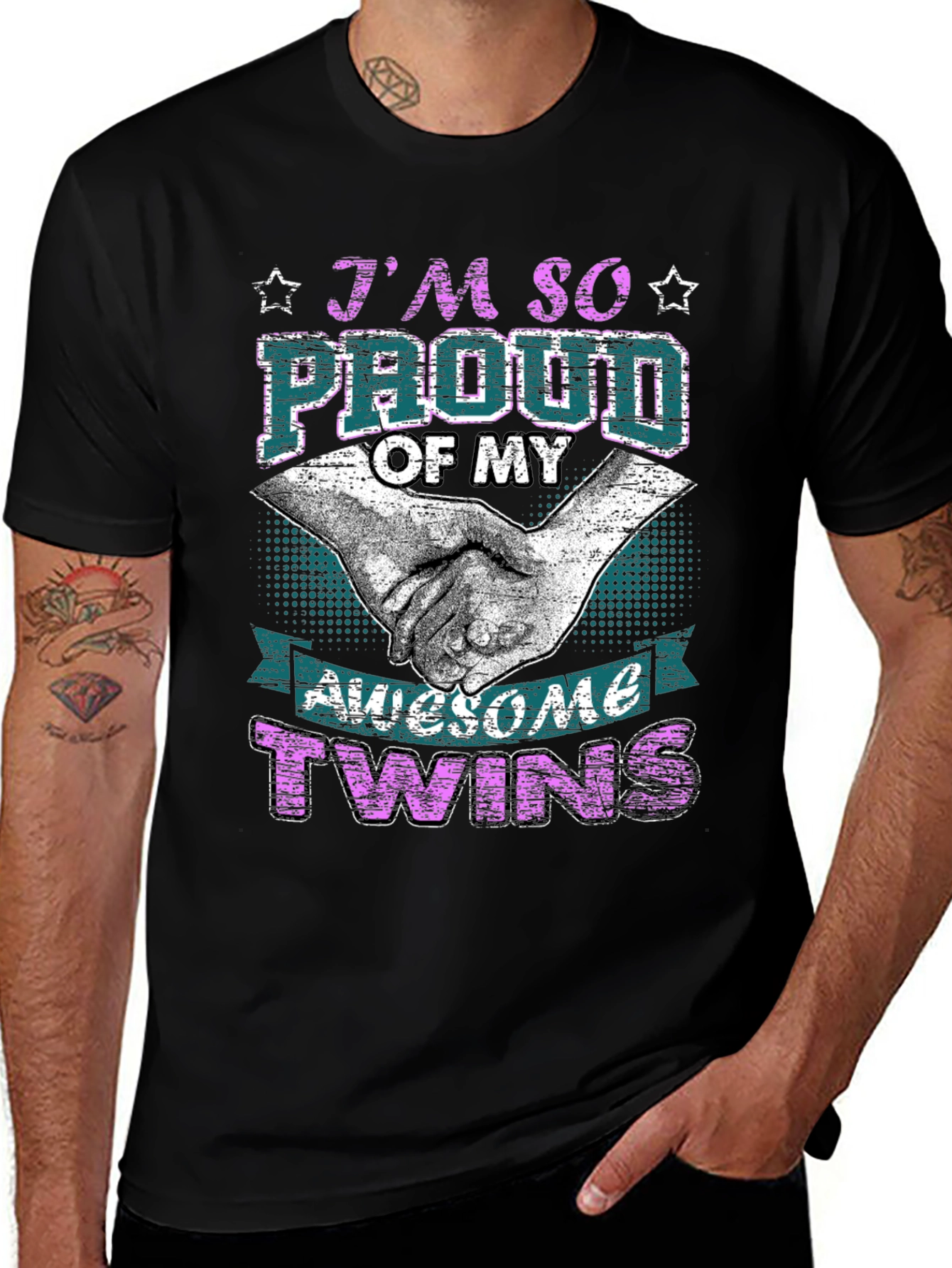 Proud Twins Parent Graphic T-Shirt