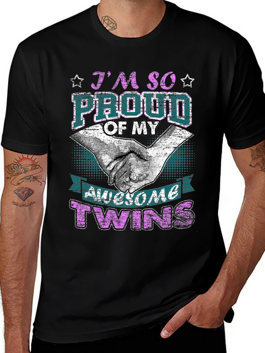 Proud Twins Parent Graphic T-Shirt