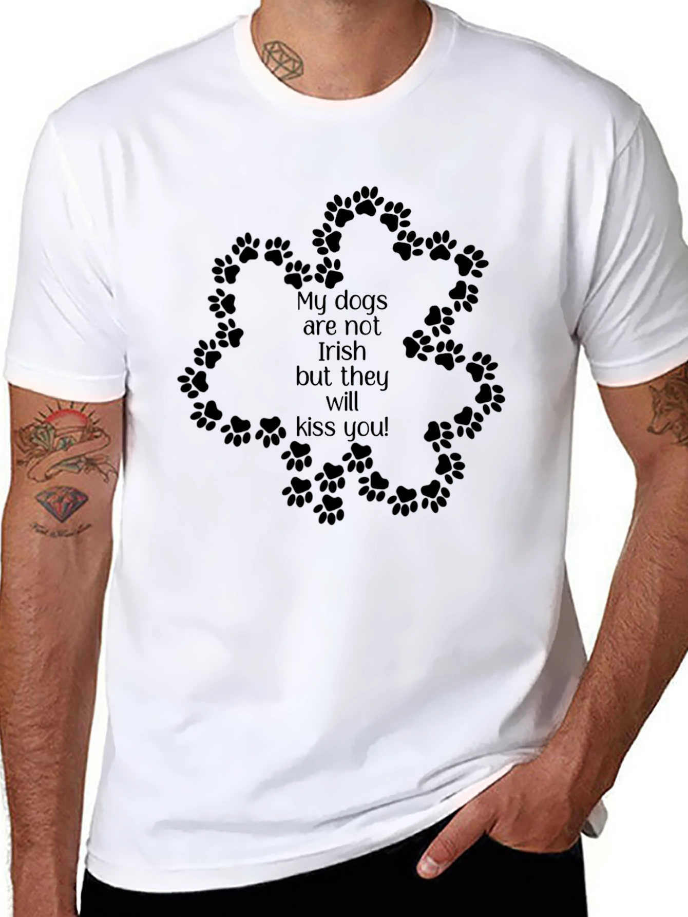 Irish Kiss Dog Paw T-Shirt - Black