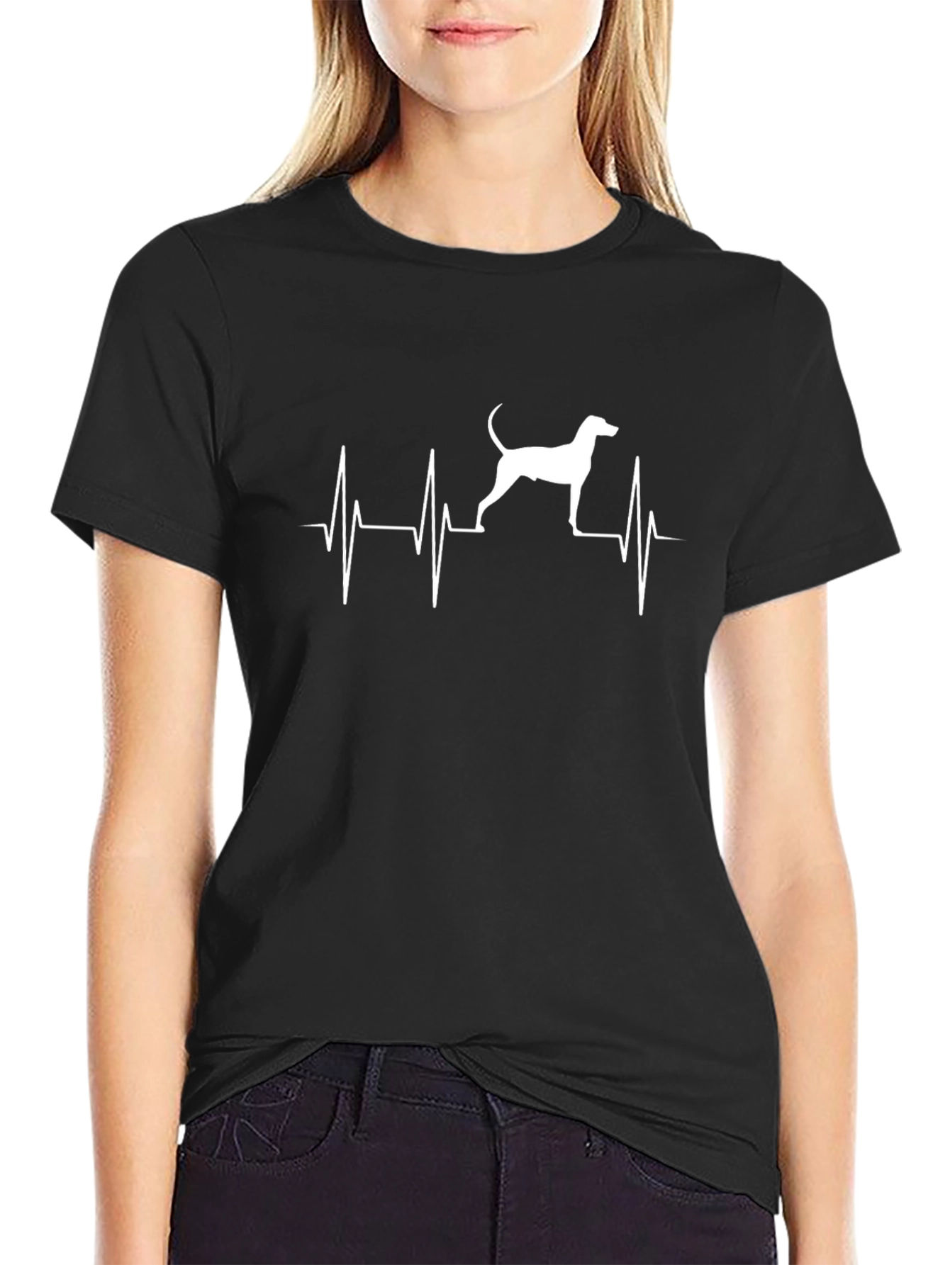 Dog Heartbeat T-Shirt - Black Cotton Tee