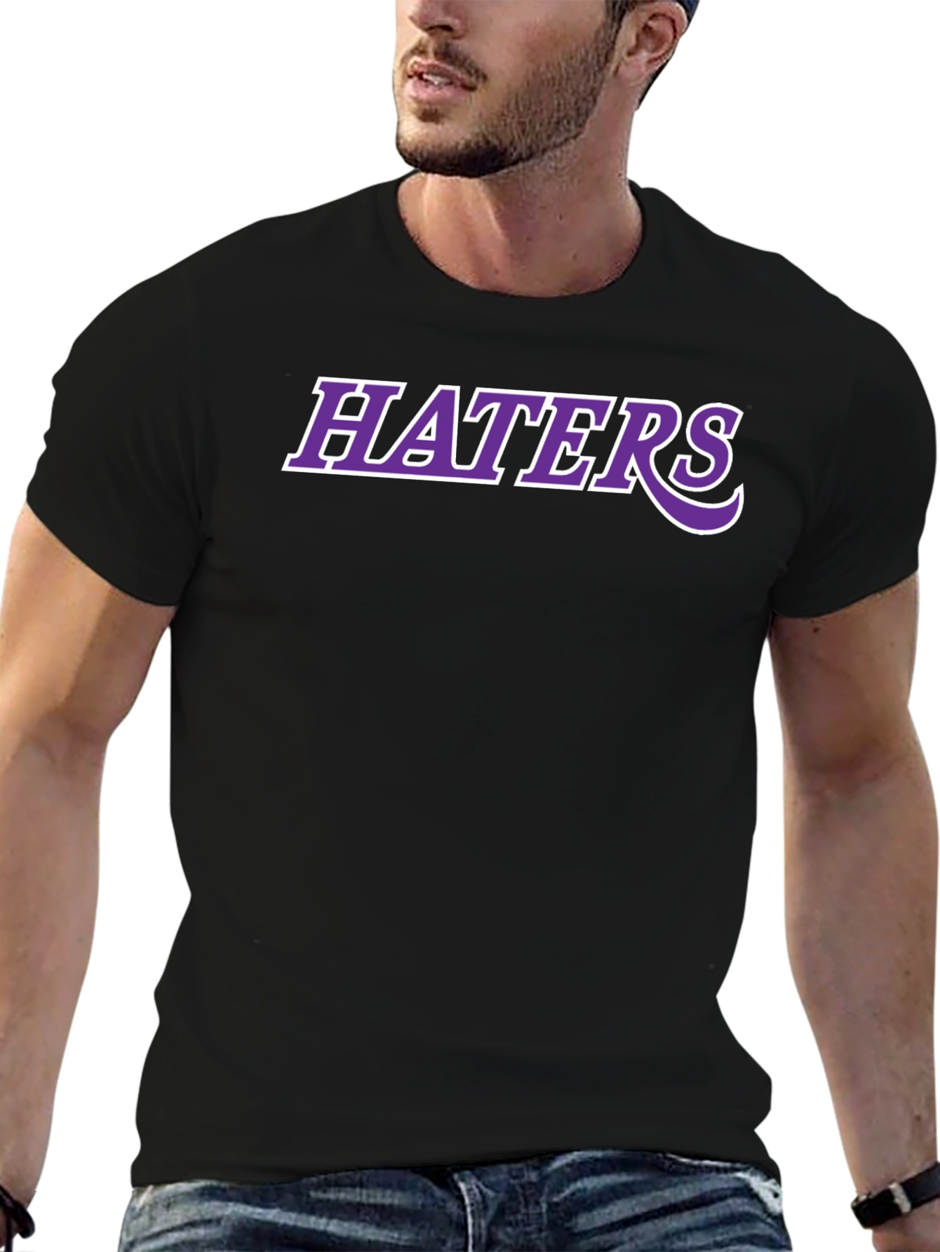 Haters Tee -  Purple and White Graphic Print