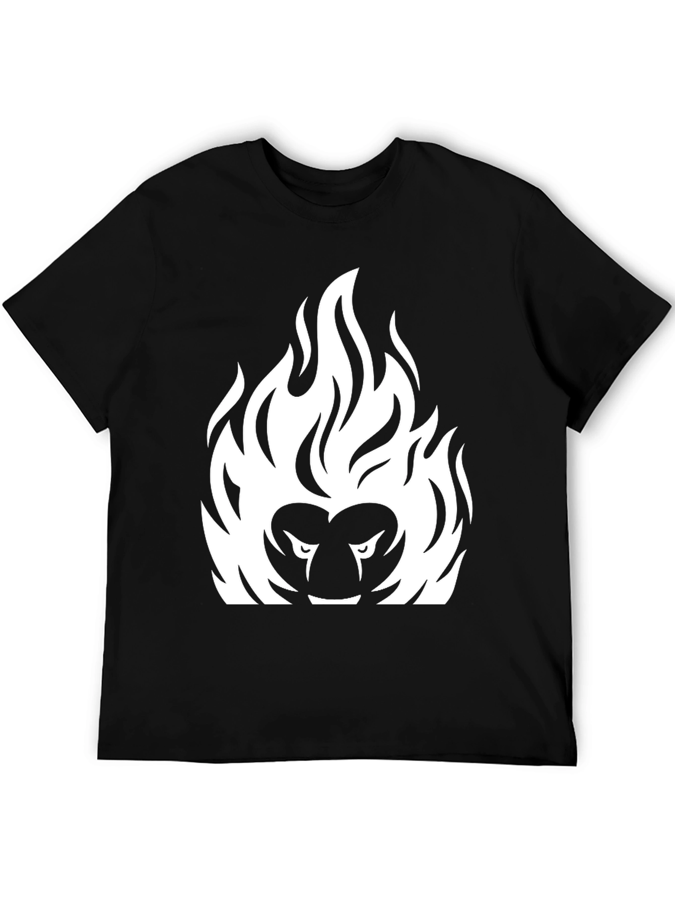 Fiery Lion Graphic Tee - Bold Black T-Shirt