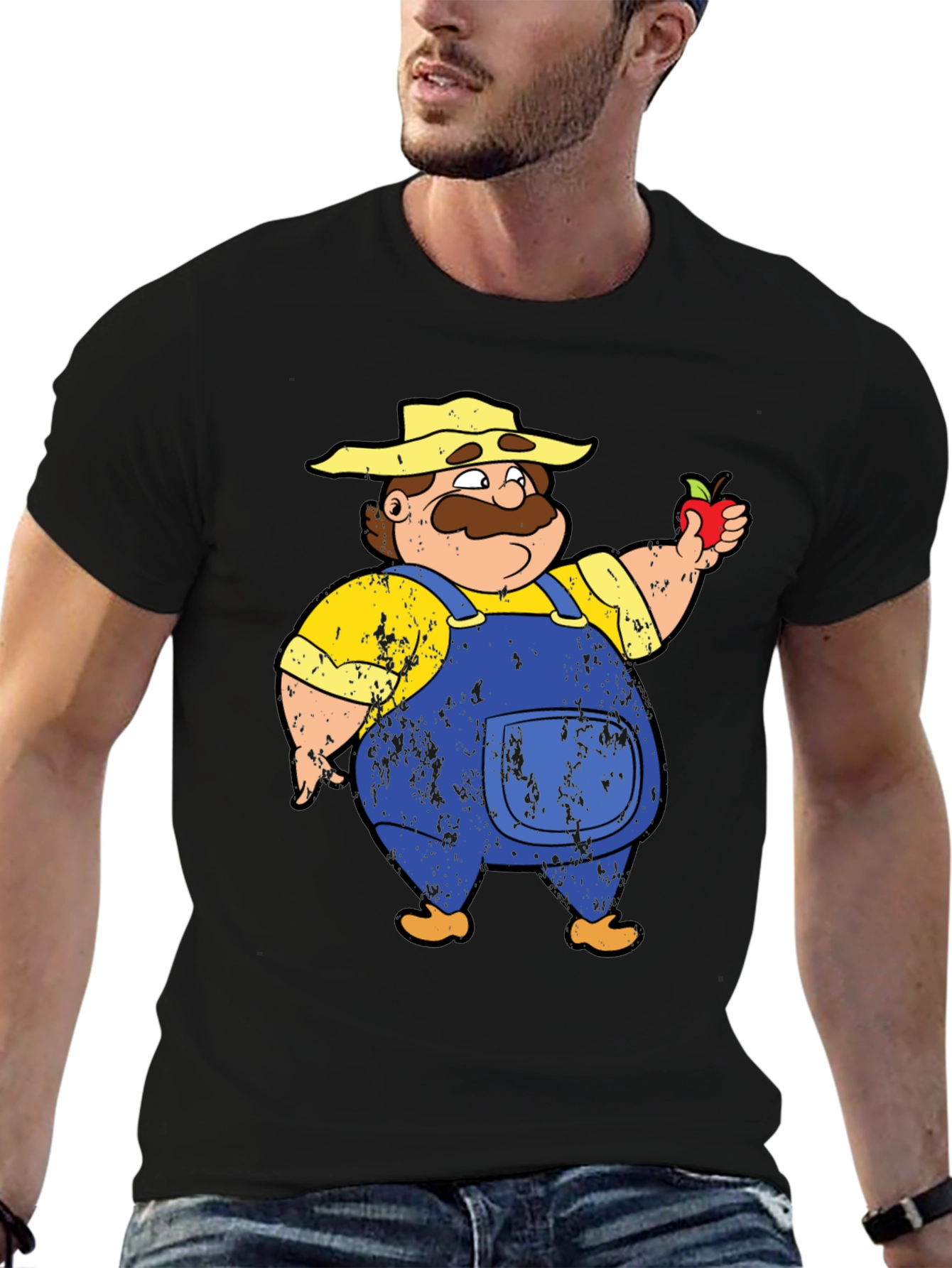 Cartoon Farmer Graphic T-Shirt