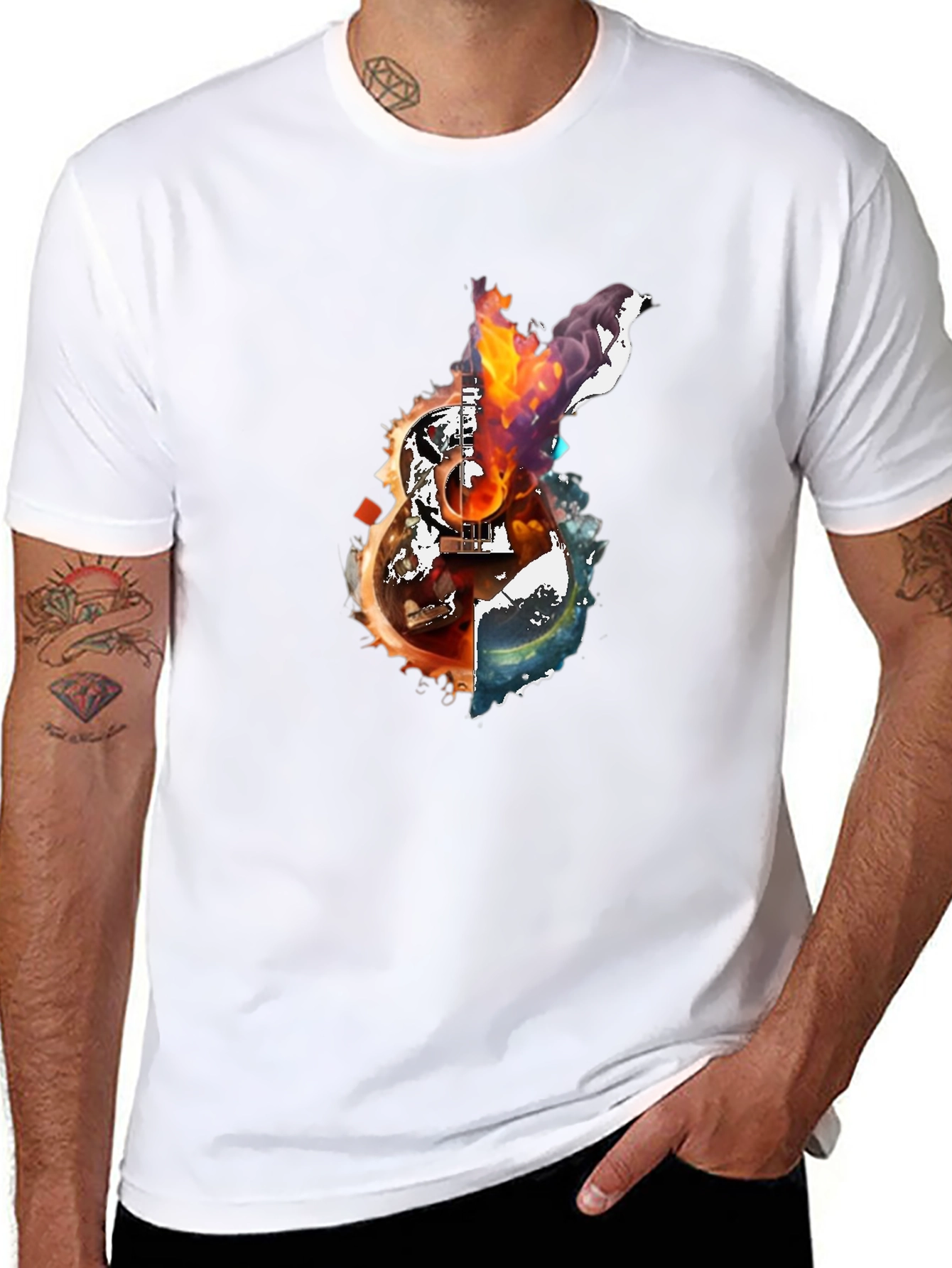 Fiery Guitar Graphic Tee
