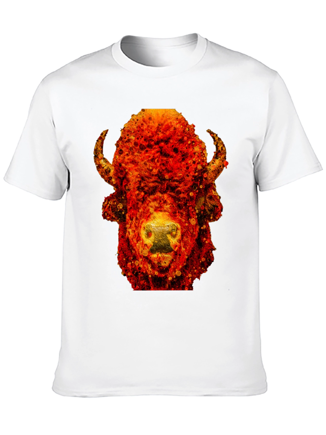 Fiery Bison Graphic Tee - Cool Animal Print T-Shirt