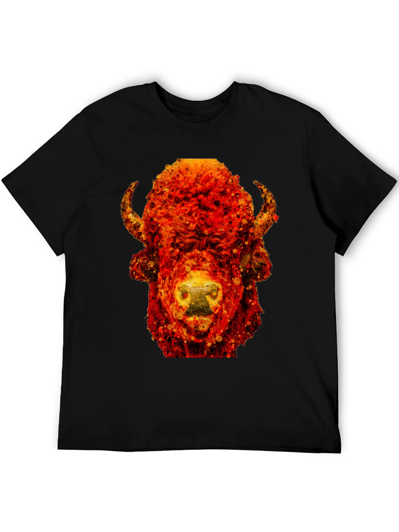 Fiery Bison Graphic Tee - Cool Animal Print T-Shirt