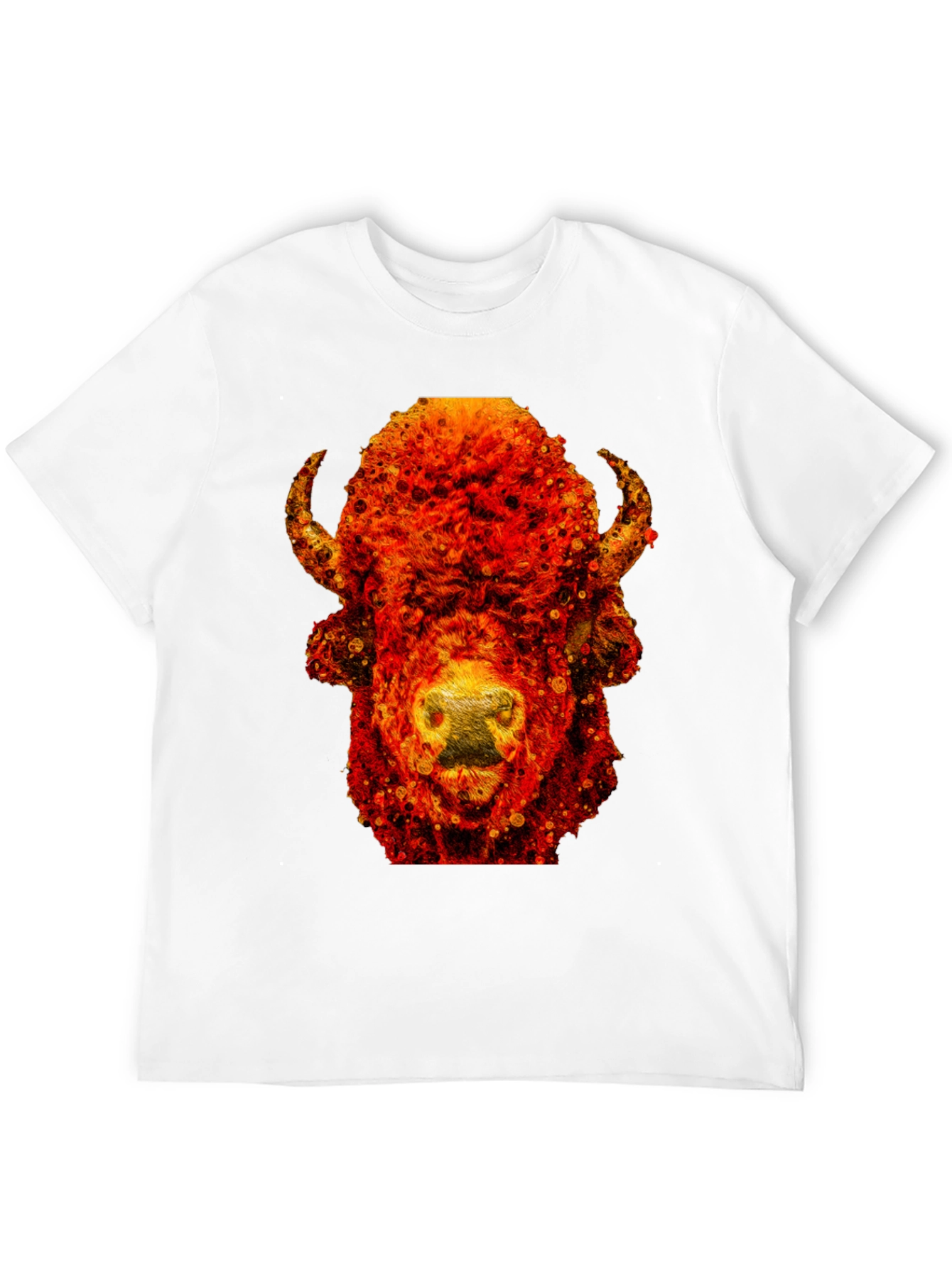 Fiery Bison Graphic Tee - Cool Animal Print T-Shirt