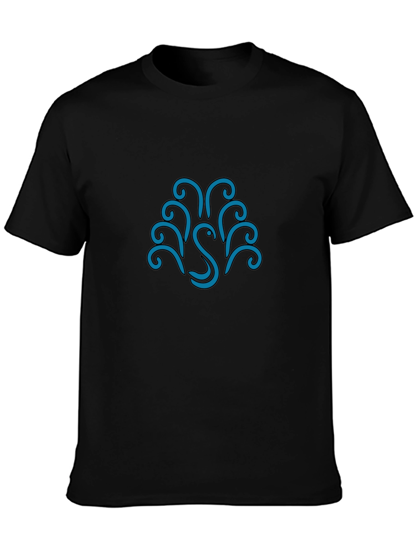 Stylish Black Tee with Abstract Swan Design