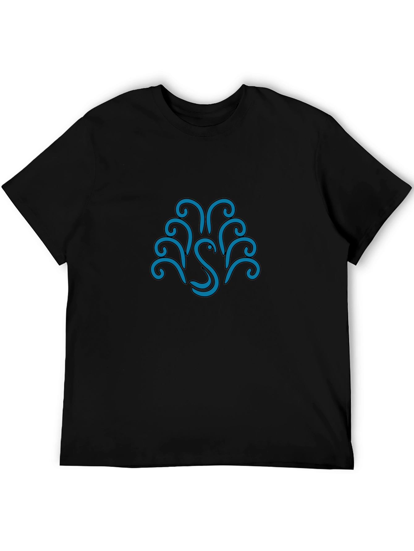 Stylish Black Tee with Abstract Swan Design