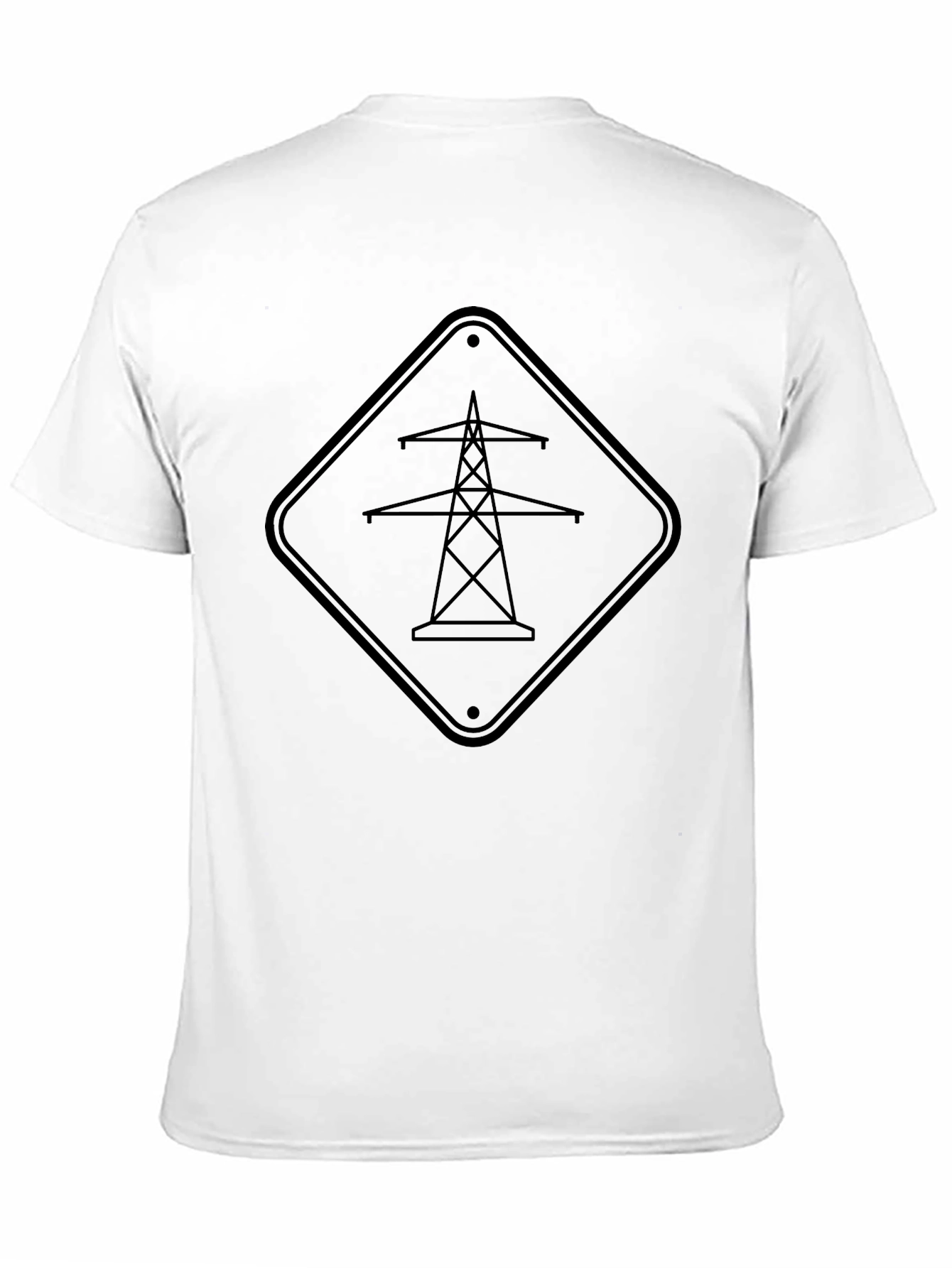 Power Line Sign Graphic Tee - Black Cotton T-Shirt