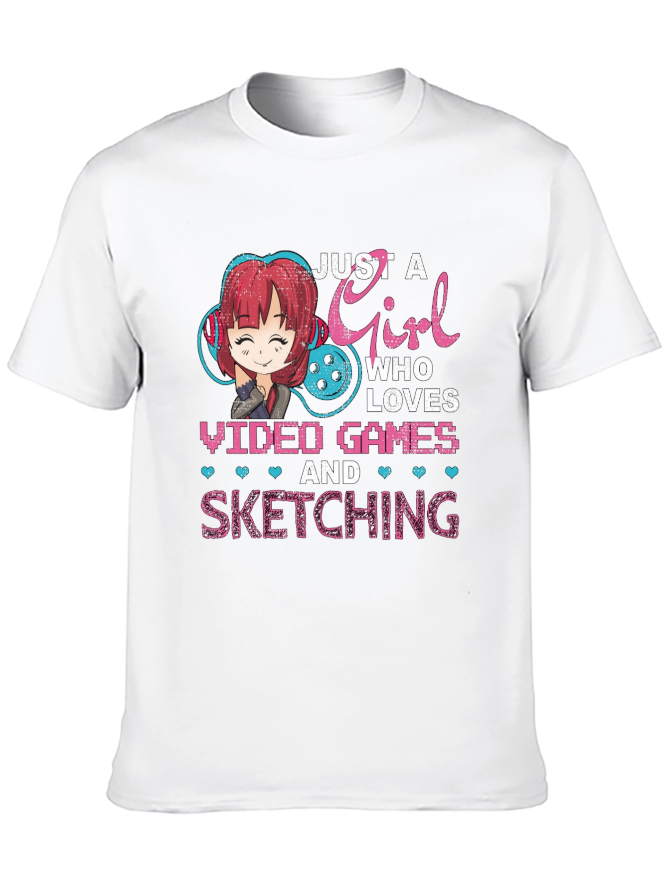 Gamer Girl T-Shirt - Video Games and Sketching