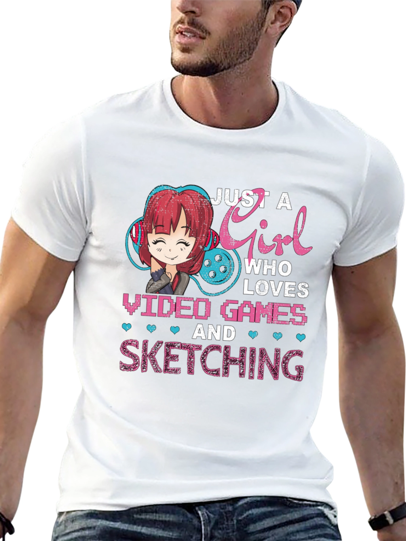 Gamer Girl T-Shirt - Video Games and Sketching