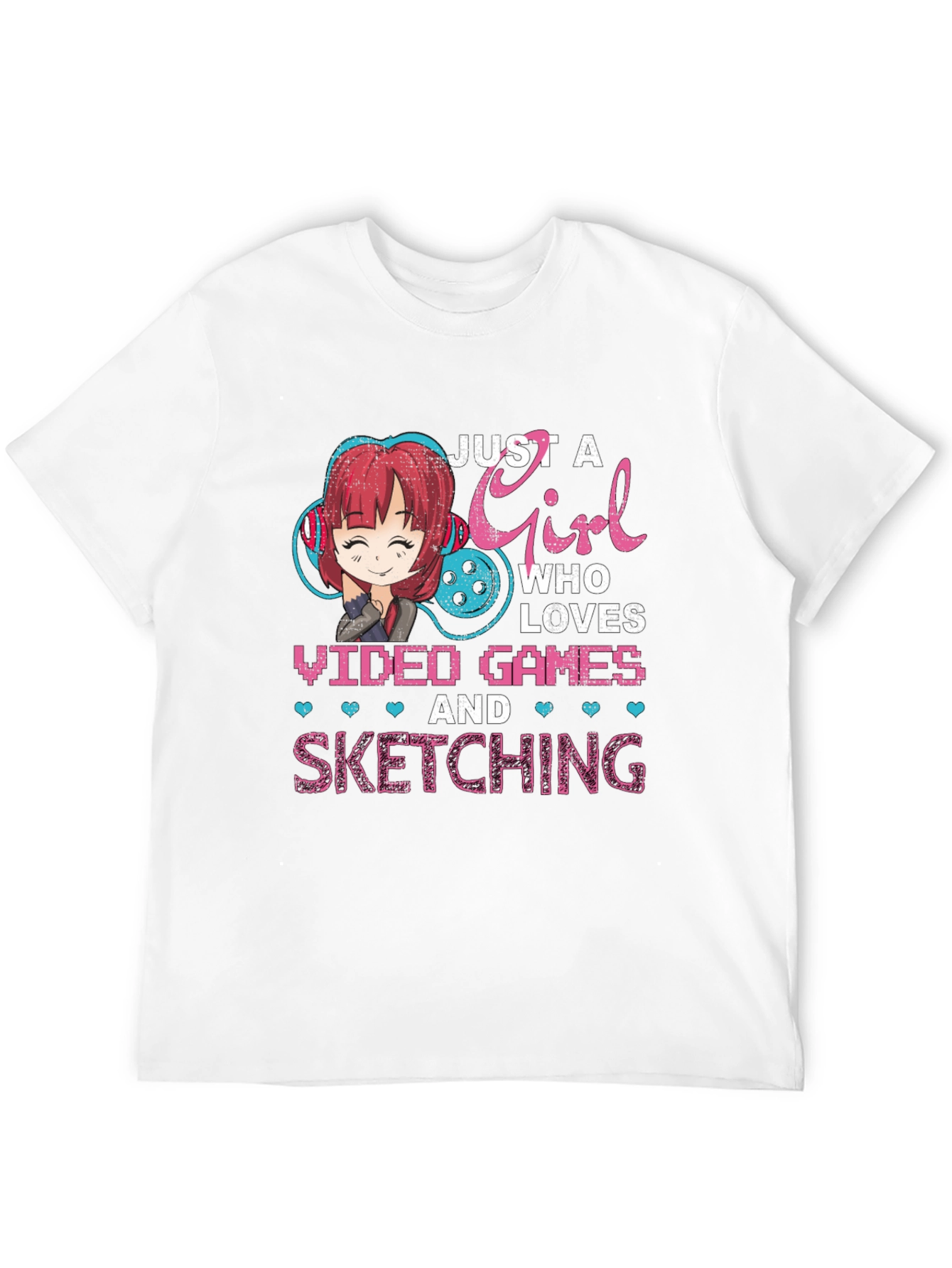 Gamer Girl T-Shirt - Video Games and Sketching