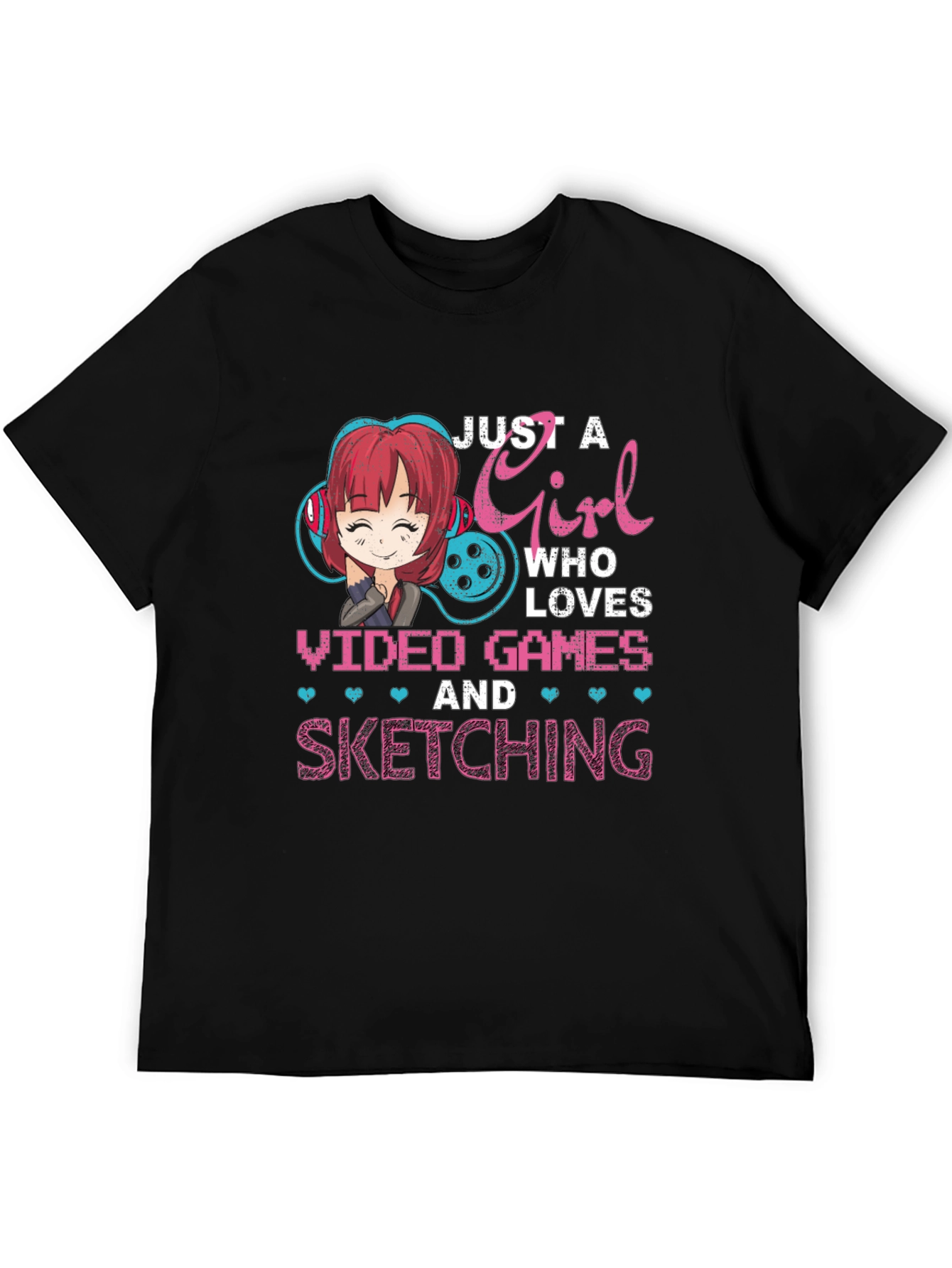 Gamer Girl T-Shirt - Video Games and Sketching