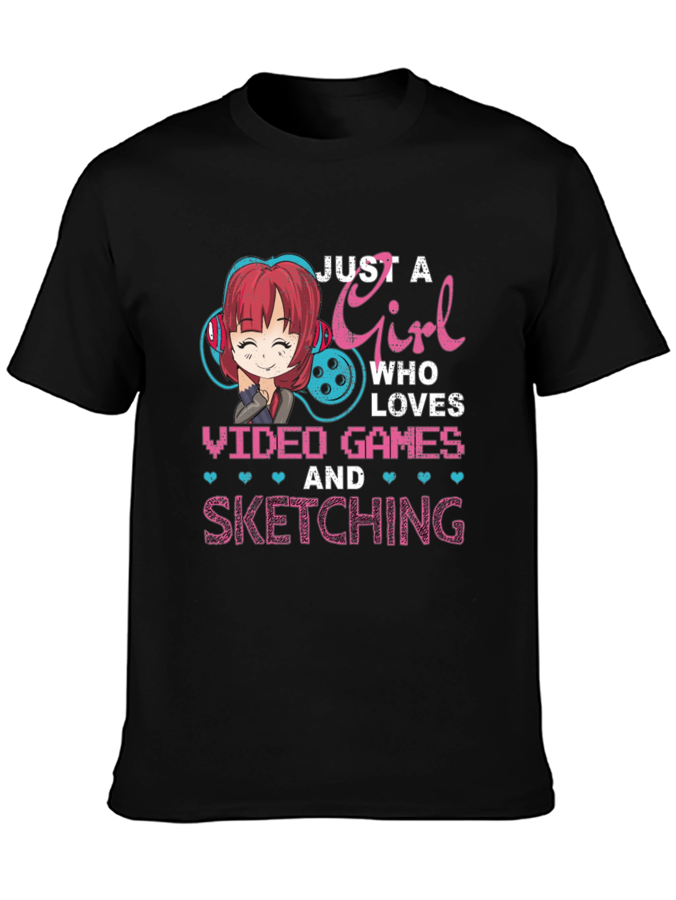 Gamer Girl T-Shirt - Video Games and Sketching