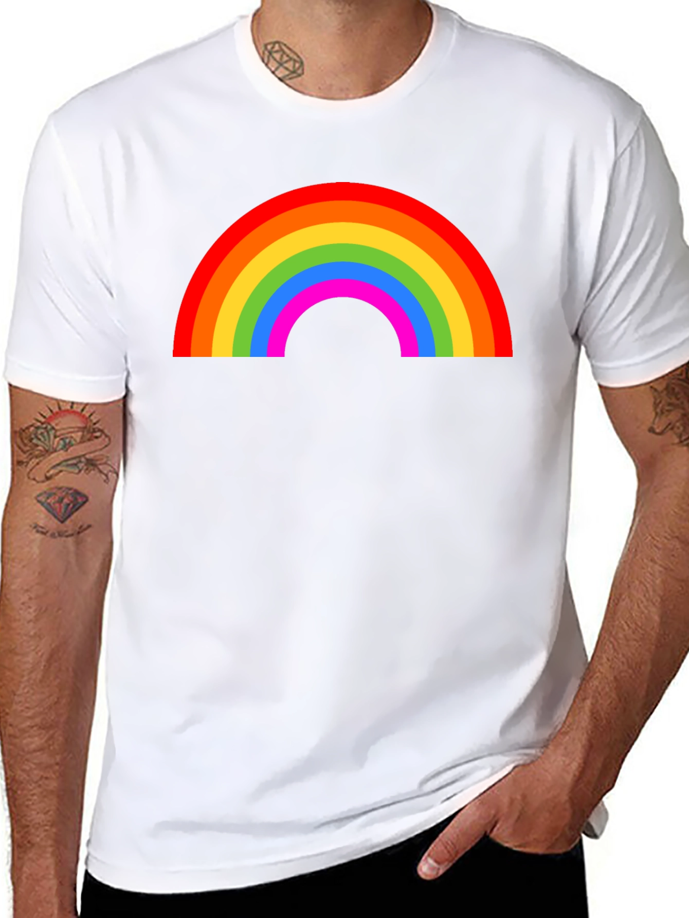 Rainbow Graphic T-Shirt - Black Casual Tee