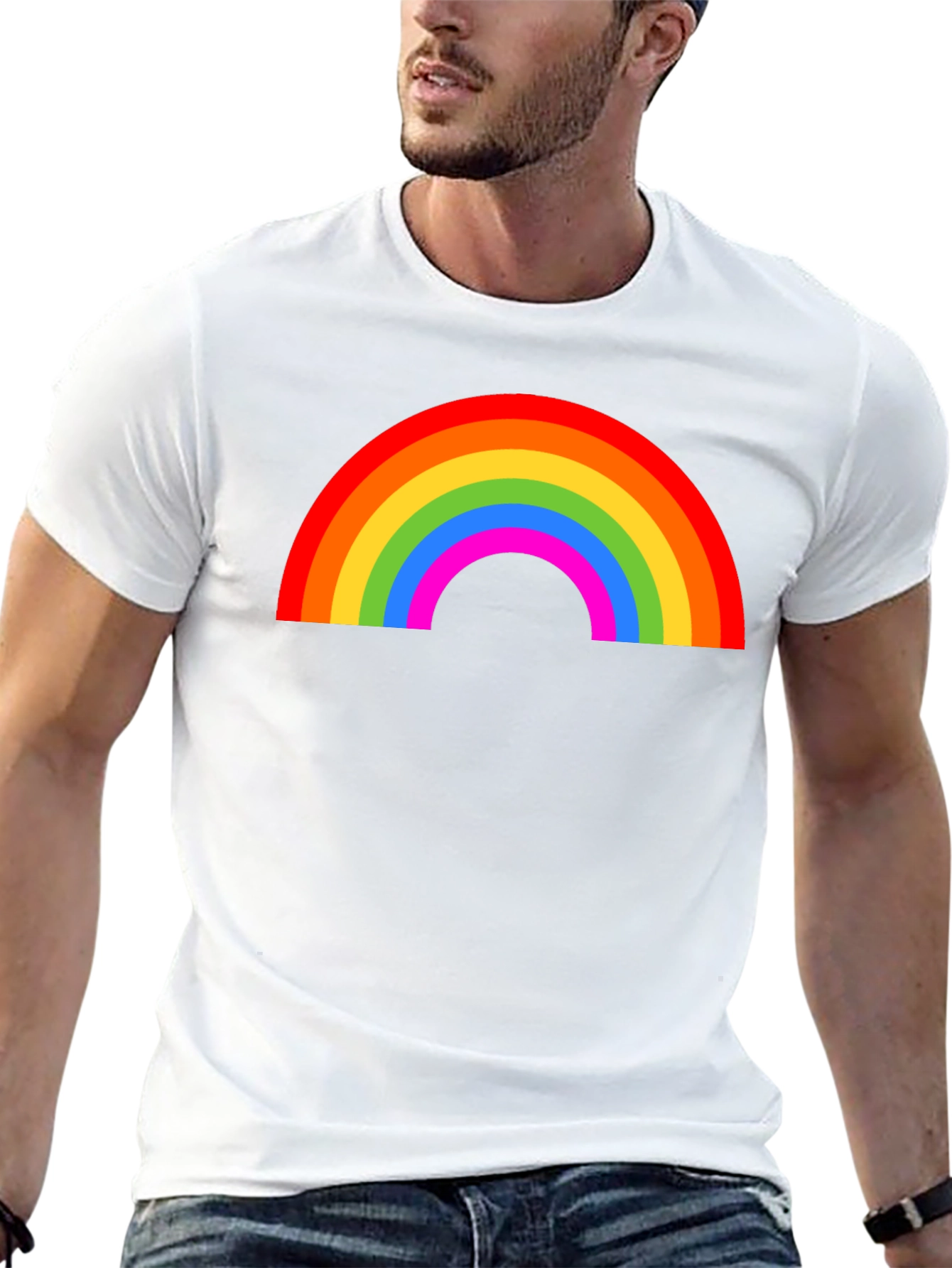 Rainbow Graphic T-Shirt - Black Casual Tee
