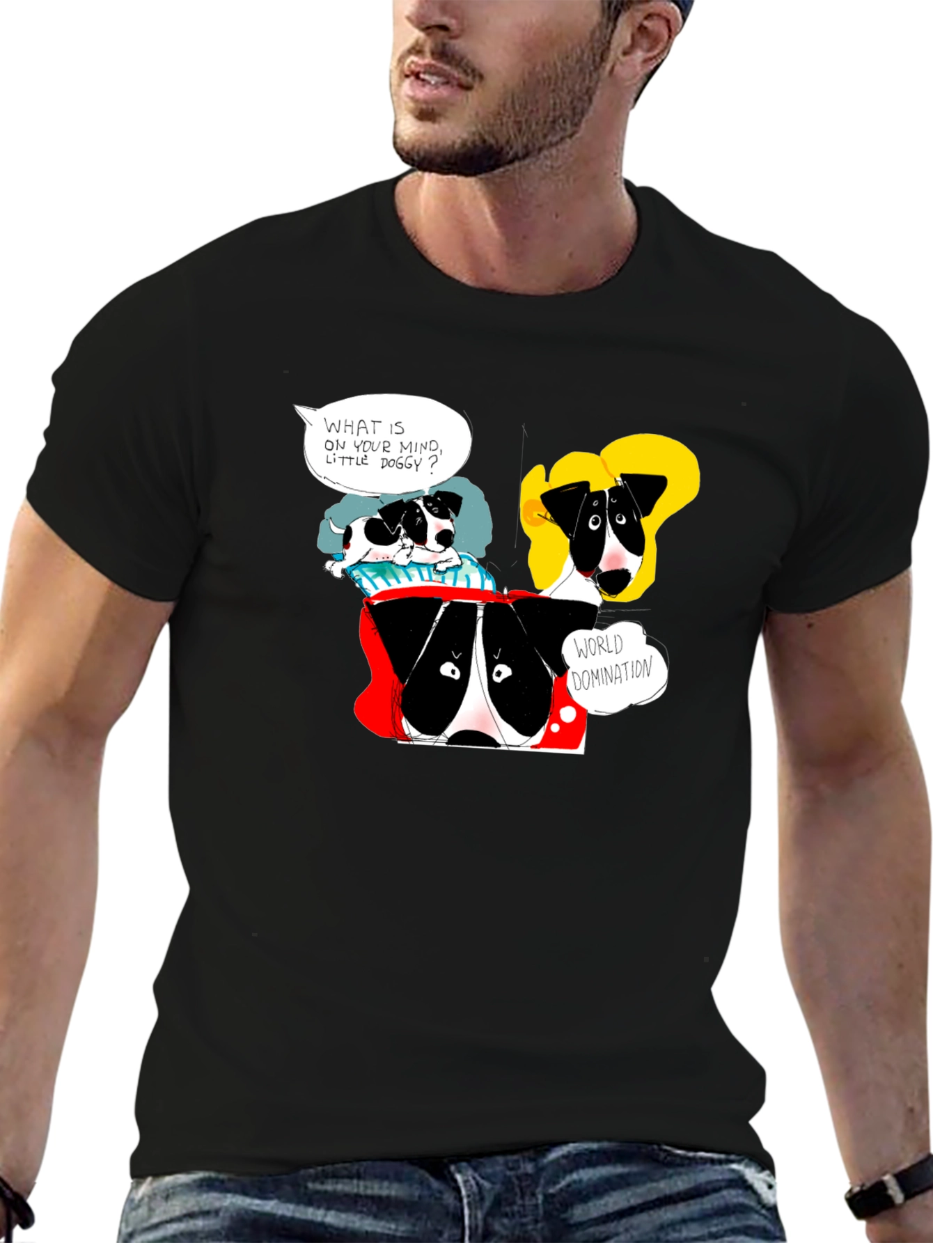 Funny Dog World Domination Graphic T-Shirt