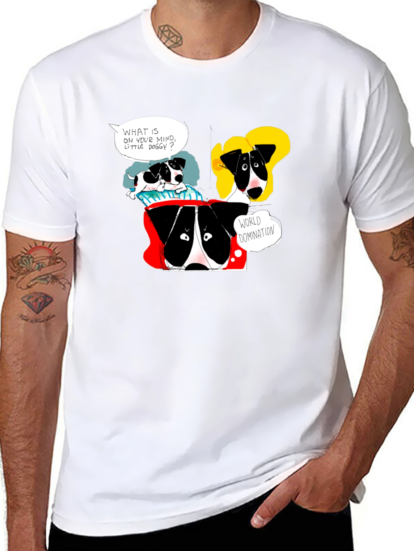 Funny Dog World Domination Graphic T-Shirt