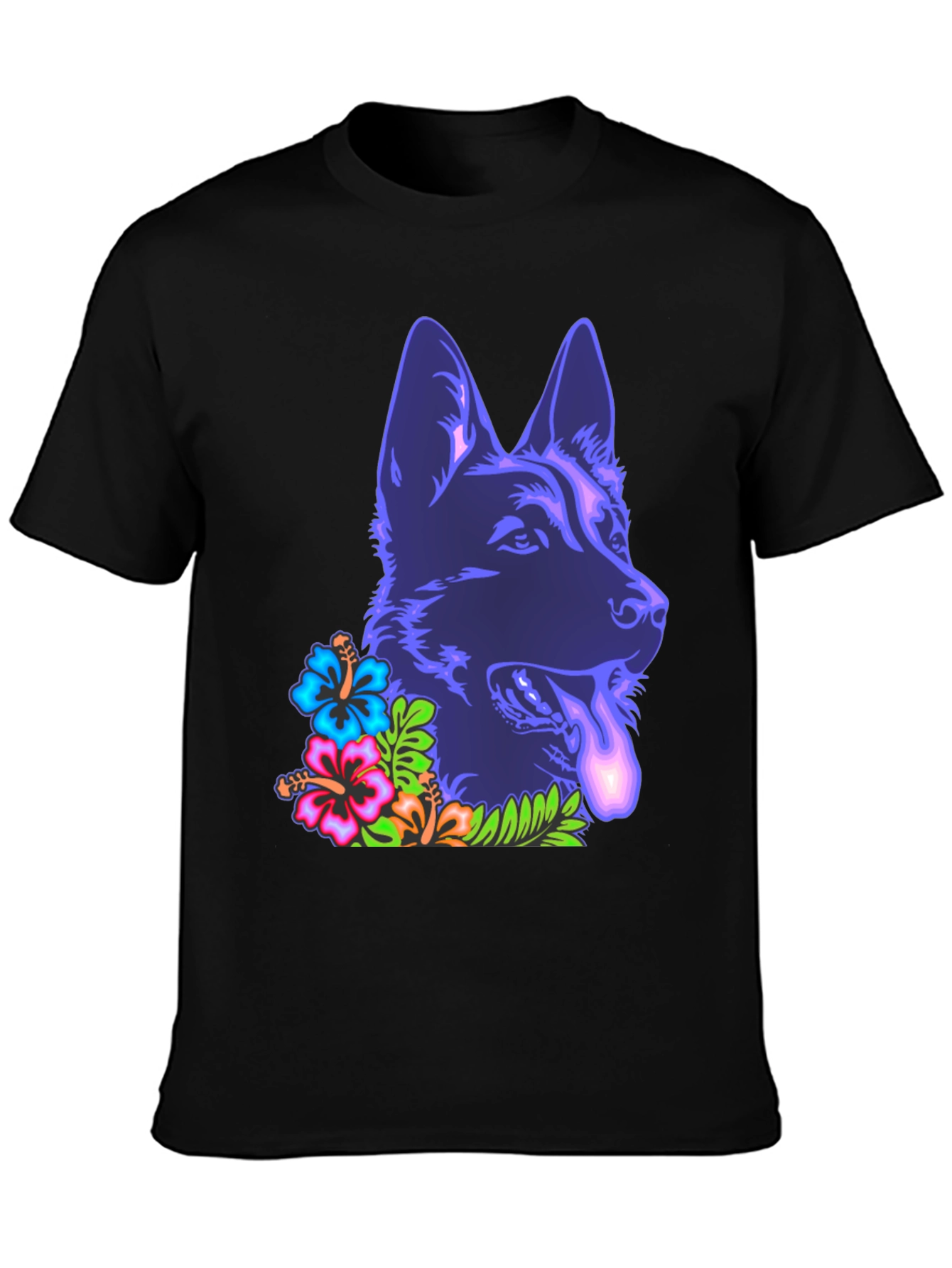 Neon Floral German Shepherd T-Shirt