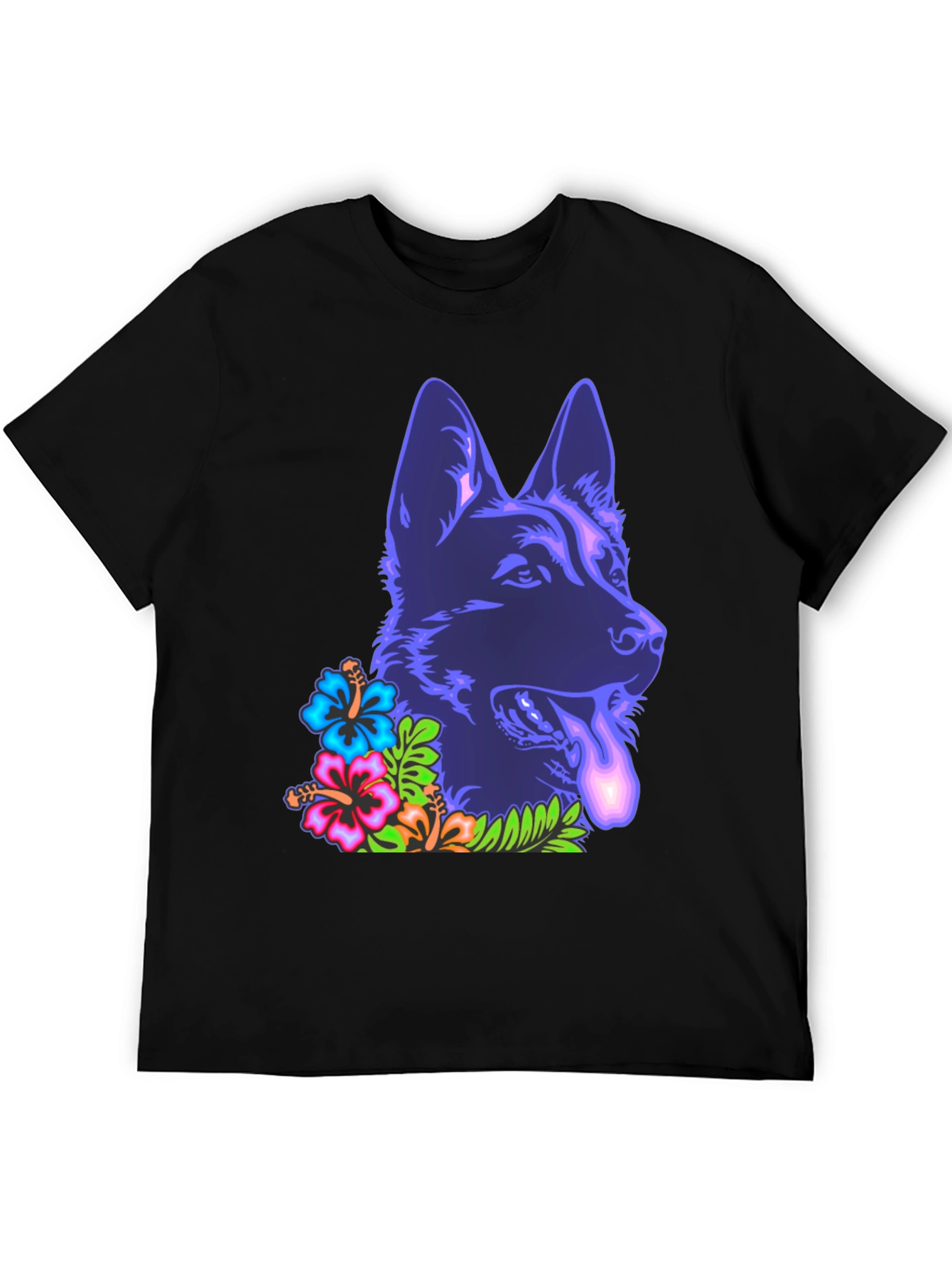 Neon Floral German Shepherd T-Shirt