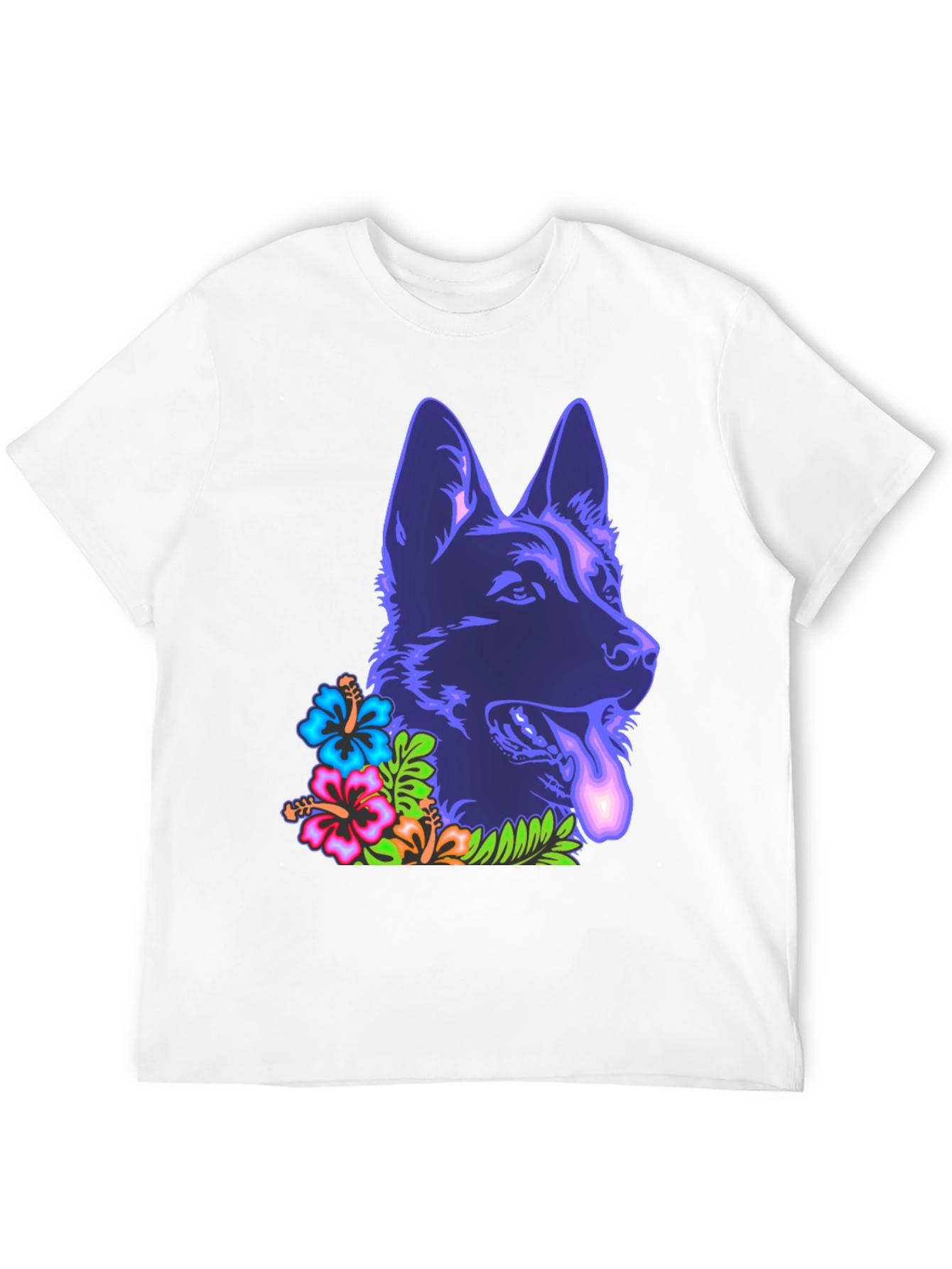 Neon Floral German Shepherd T-Shirt
