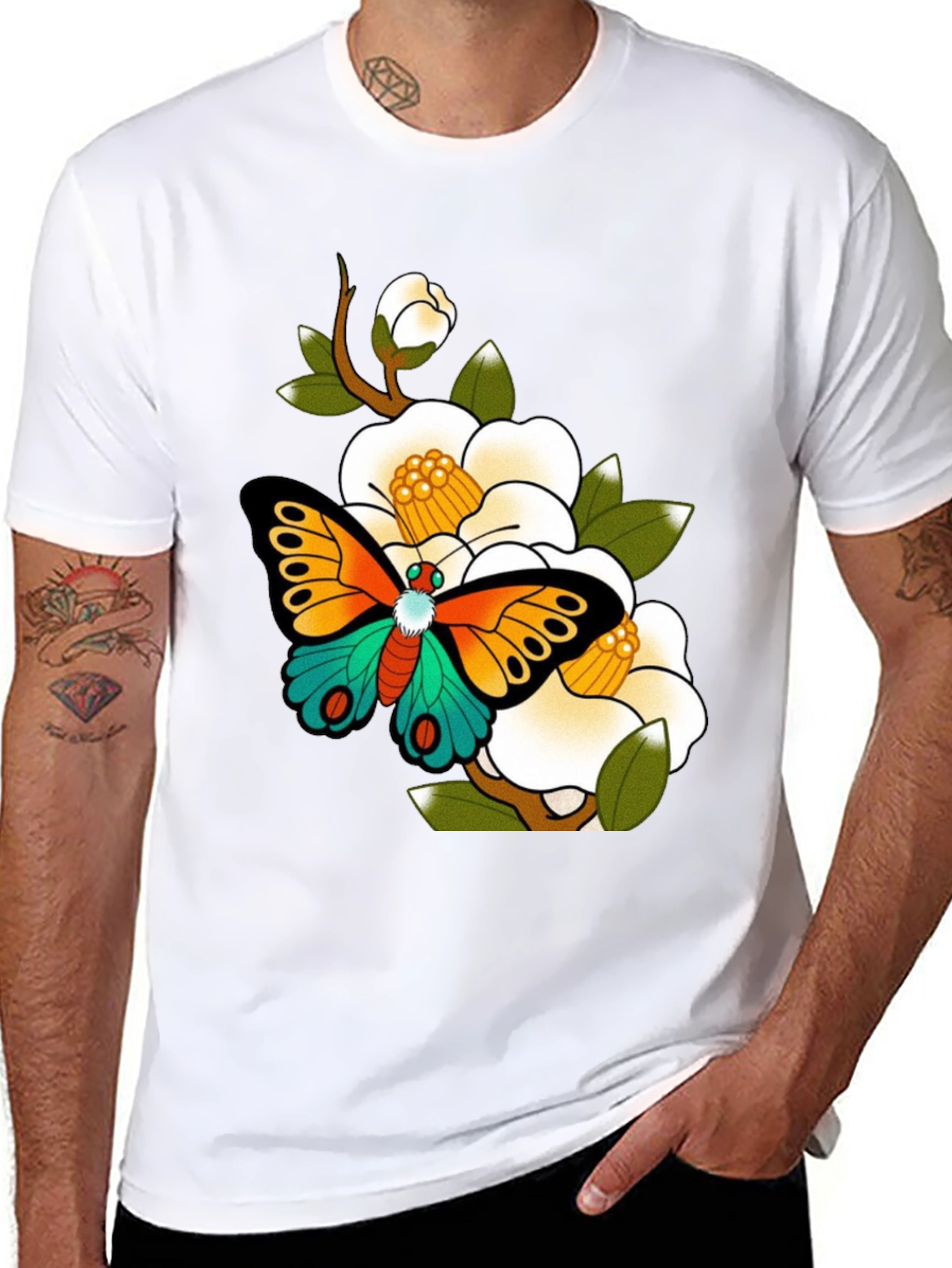 Butterfly Floral Graphic Tee - Unique Design