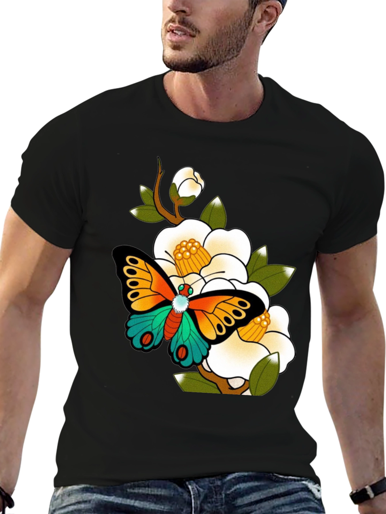 Butterfly Floral Graphic Tee - Unique Design