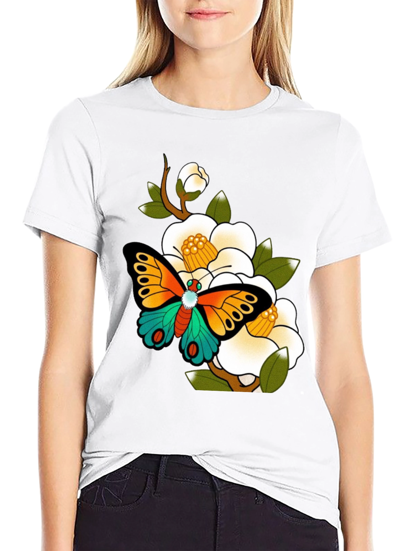 Butterfly Floral Graphic Tee - Unique Design