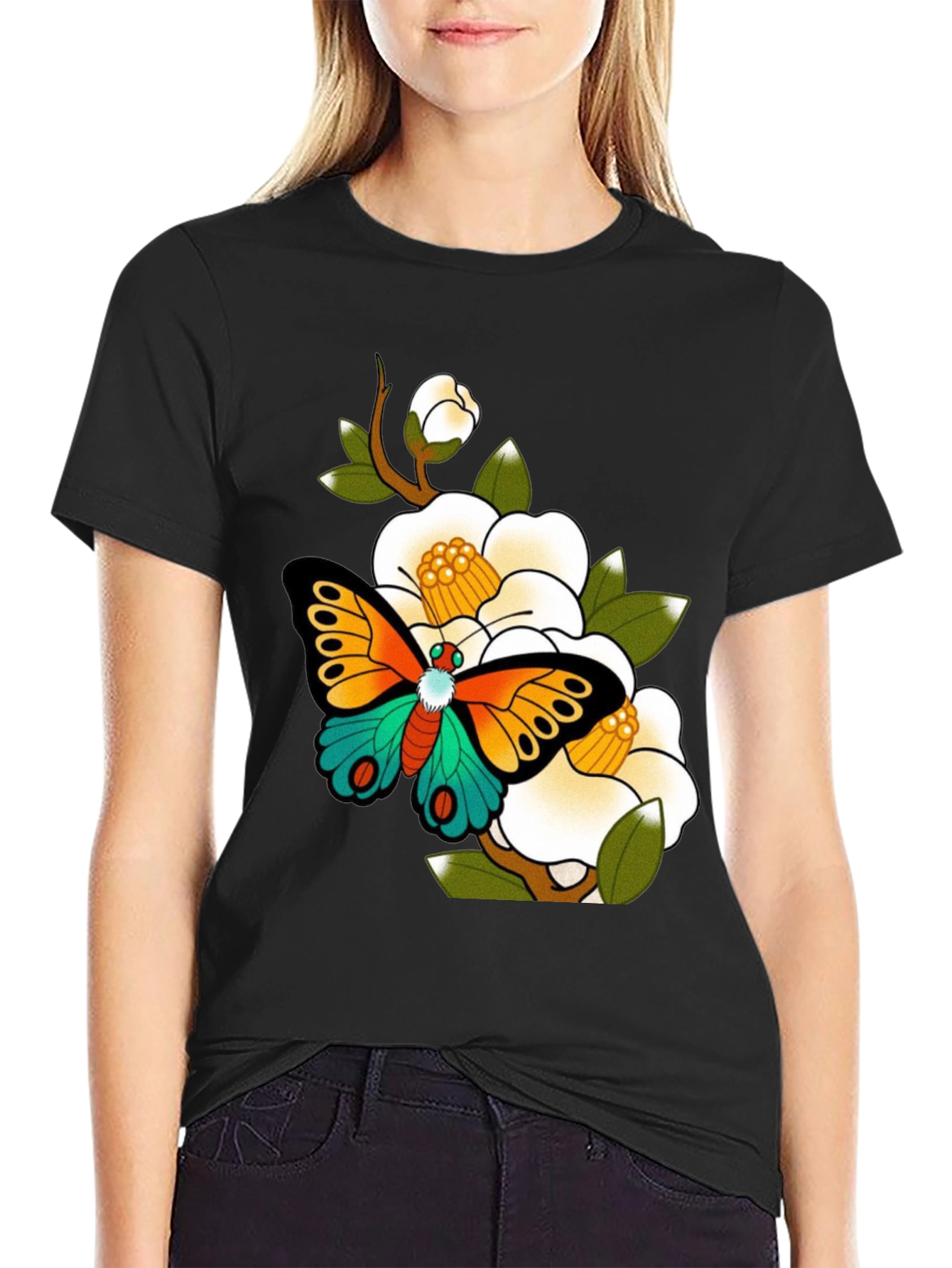 Butterfly Floral Graphic Tee - Unique Design