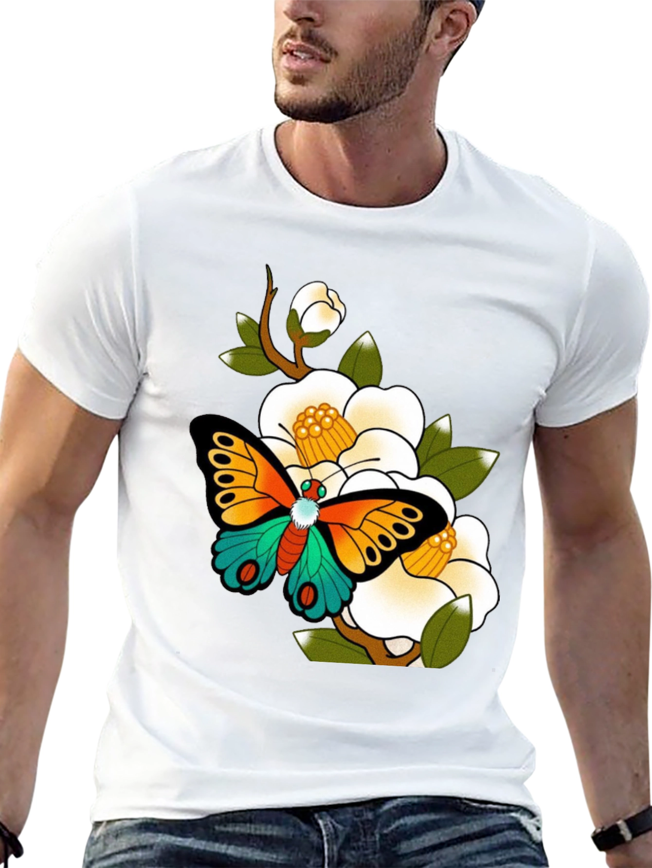 Butterfly Floral Graphic Tee - Unique Design
