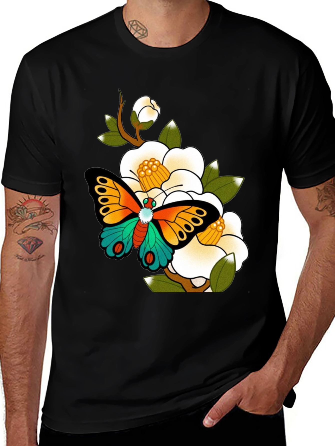 Butterfly Floral Graphic Tee - Unique Design