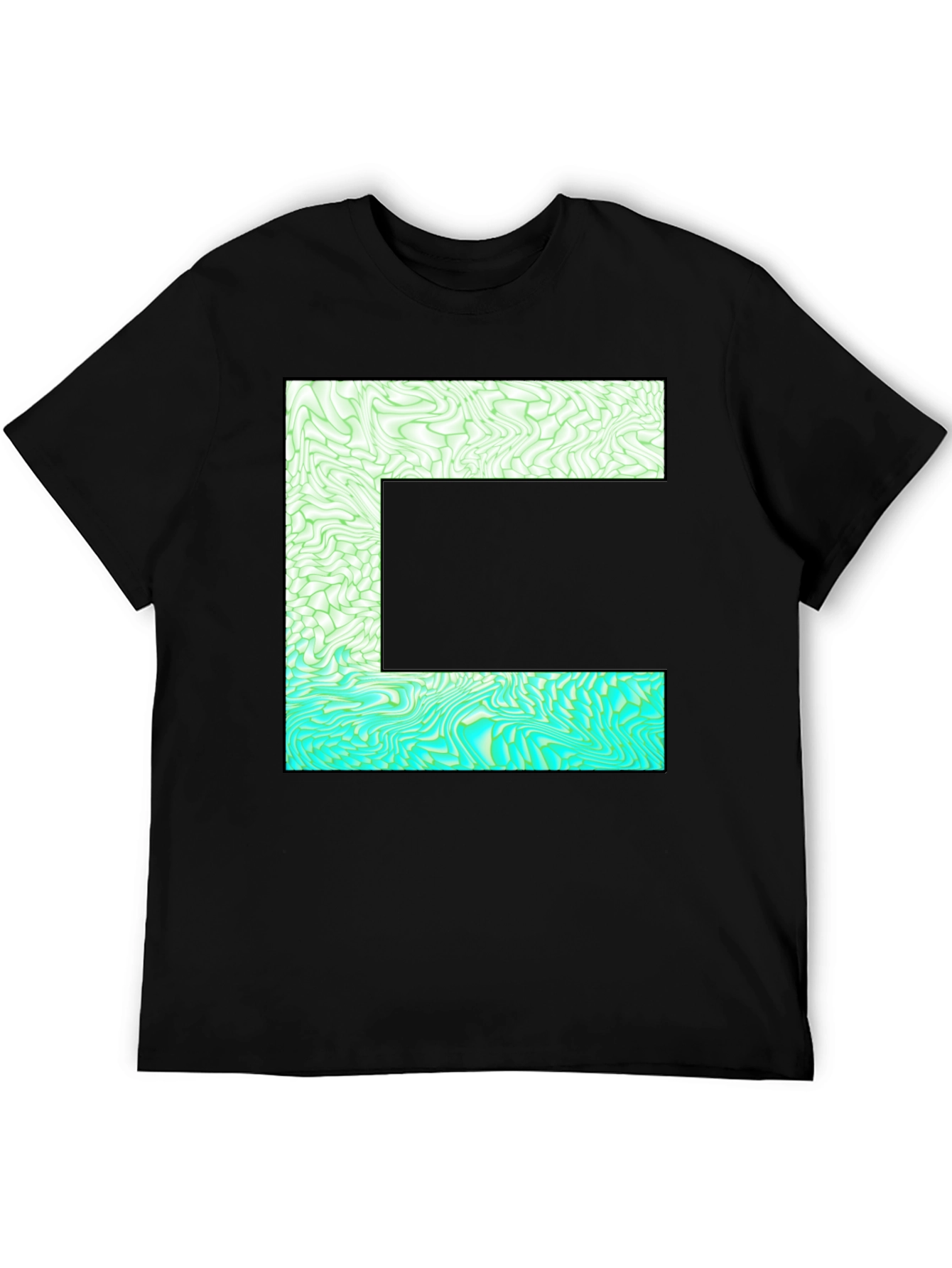 Abstract E Graphic Tee - Stylish Mens Black T-Shirt