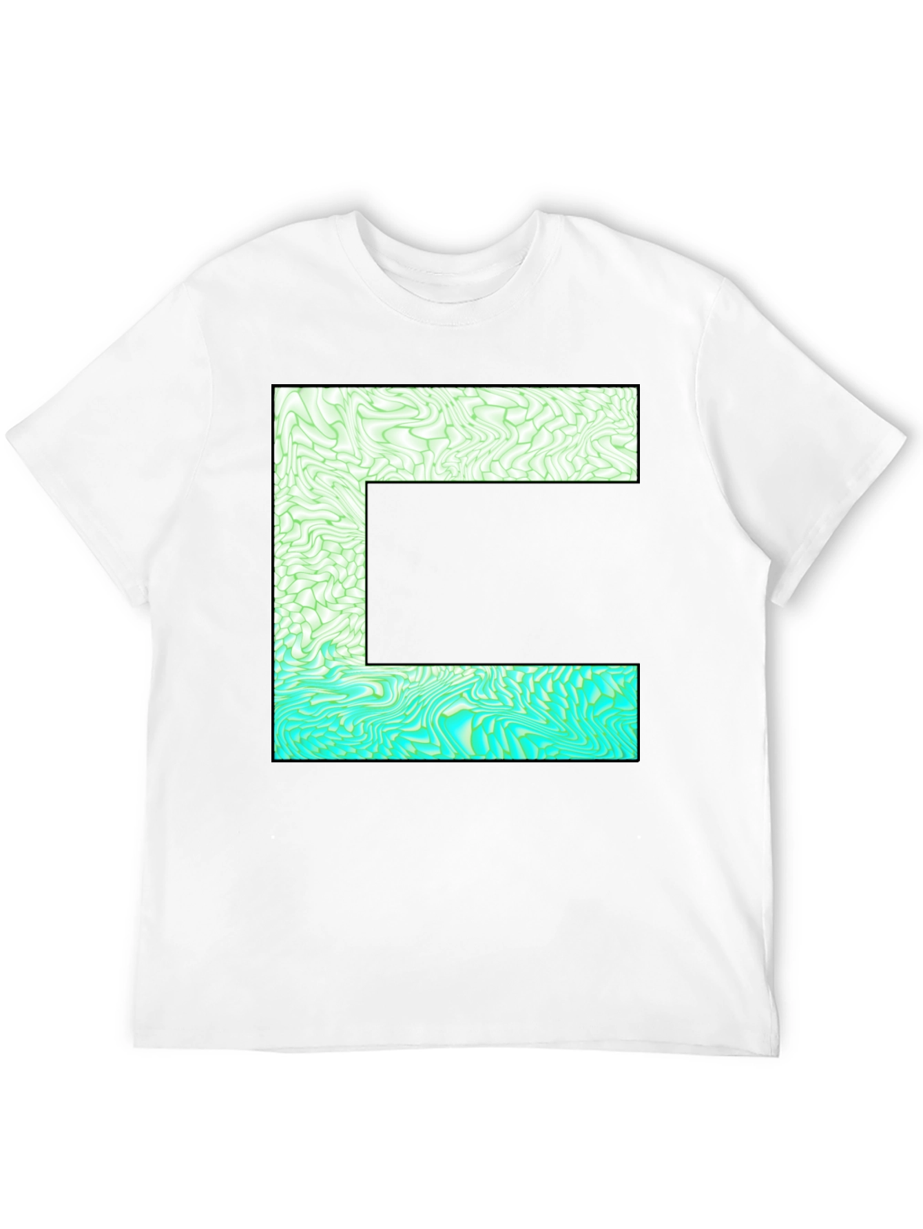 Abstract E Graphic Tee - Stylish Mens Black T-Shirt