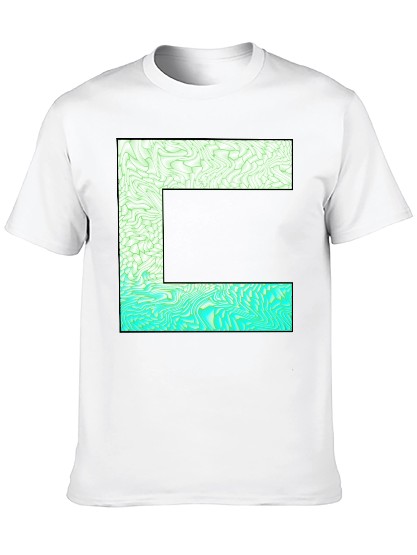 Abstract E Graphic Tee - Stylish Mens Black T-Shirt