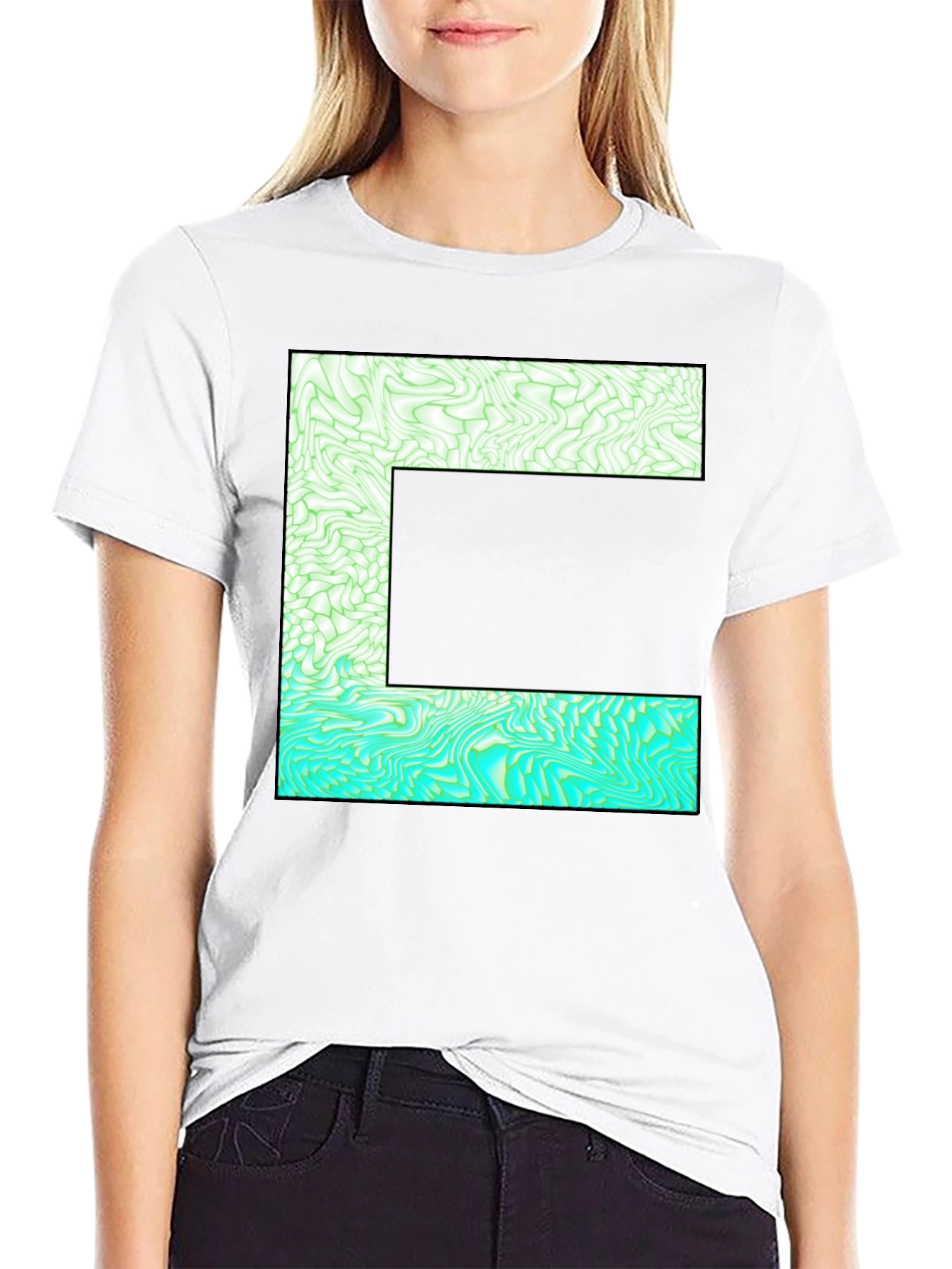 Abstract E Graphic Tee - Stylish Mens Black T-Shirt