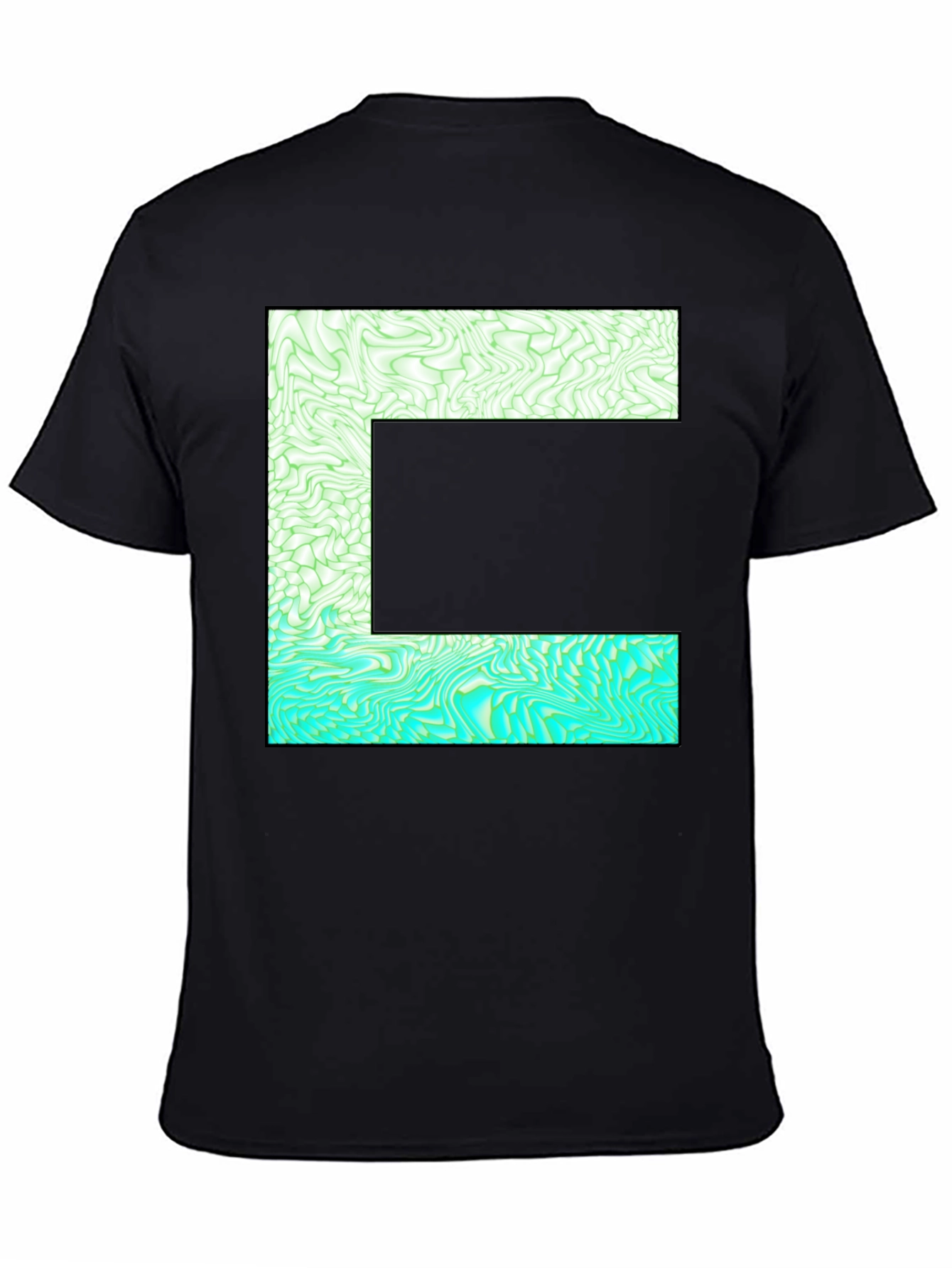 Abstract E Graphic Tee - Stylish Mens Black T-Shirt