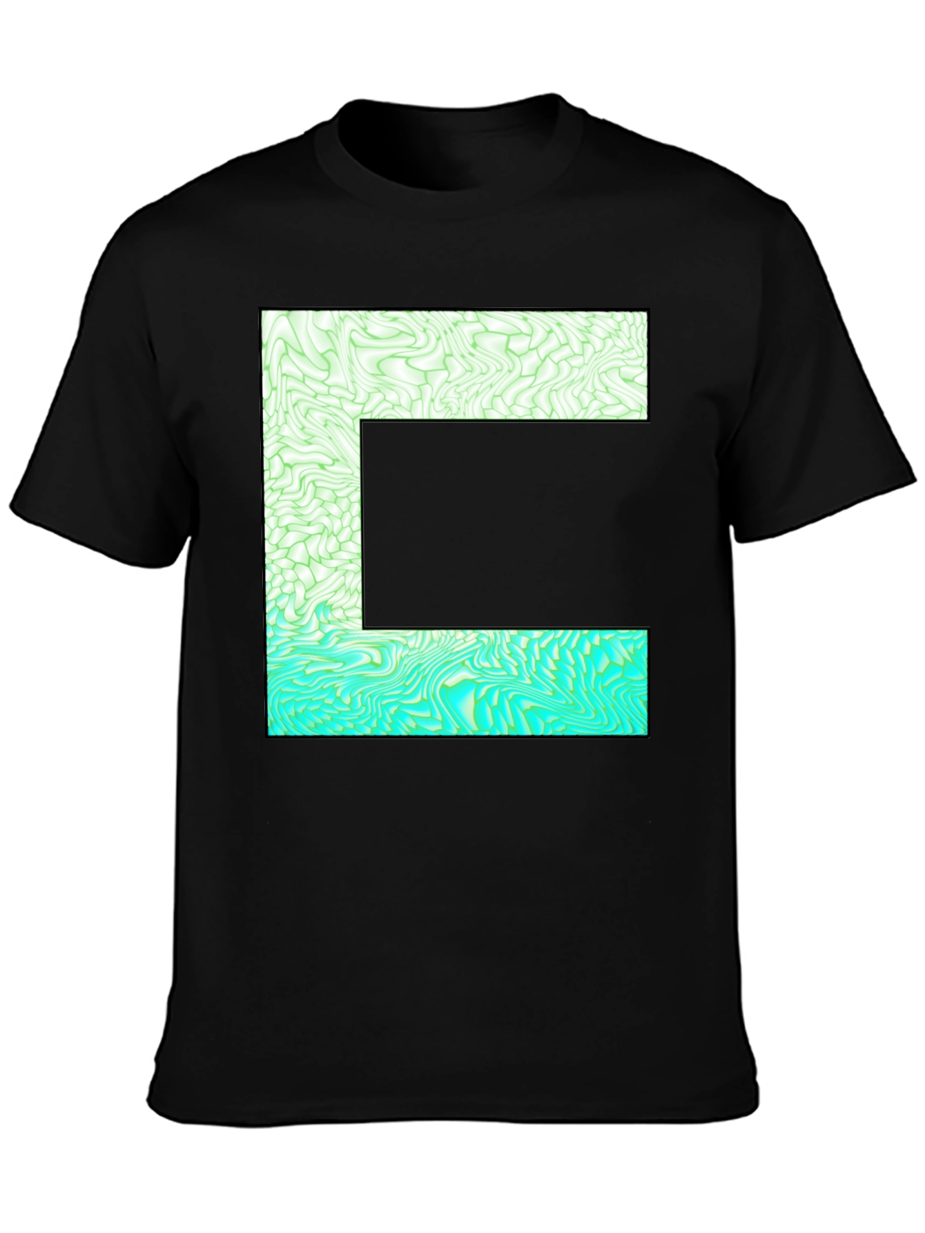 Abstract E Graphic Tee - Stylish Mens Black T-Shirt