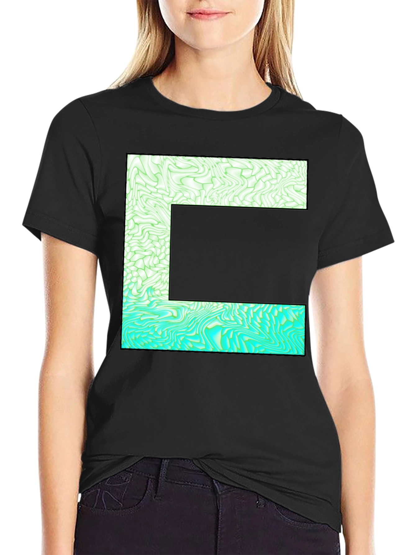 Abstract E Graphic Tee - Stylish Mens Black T-Shirt