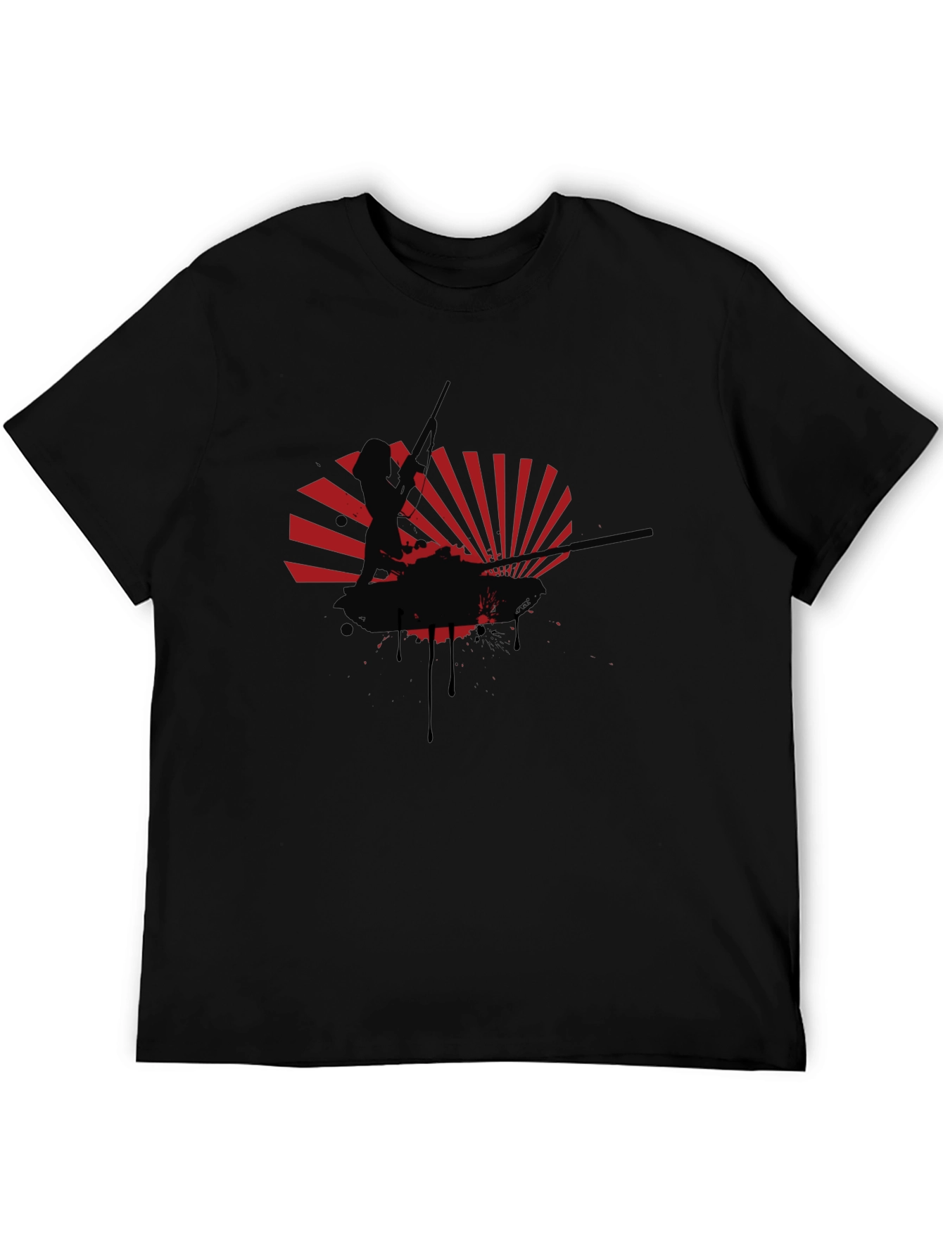 Skier Silhouette Graphic Print Black T-Shirt