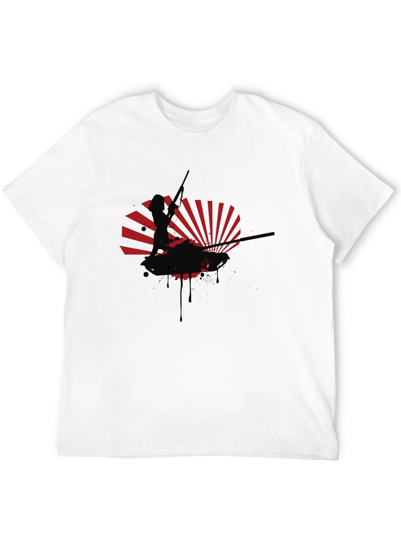 Skier Silhouette Graphic Print Black T-Shirt