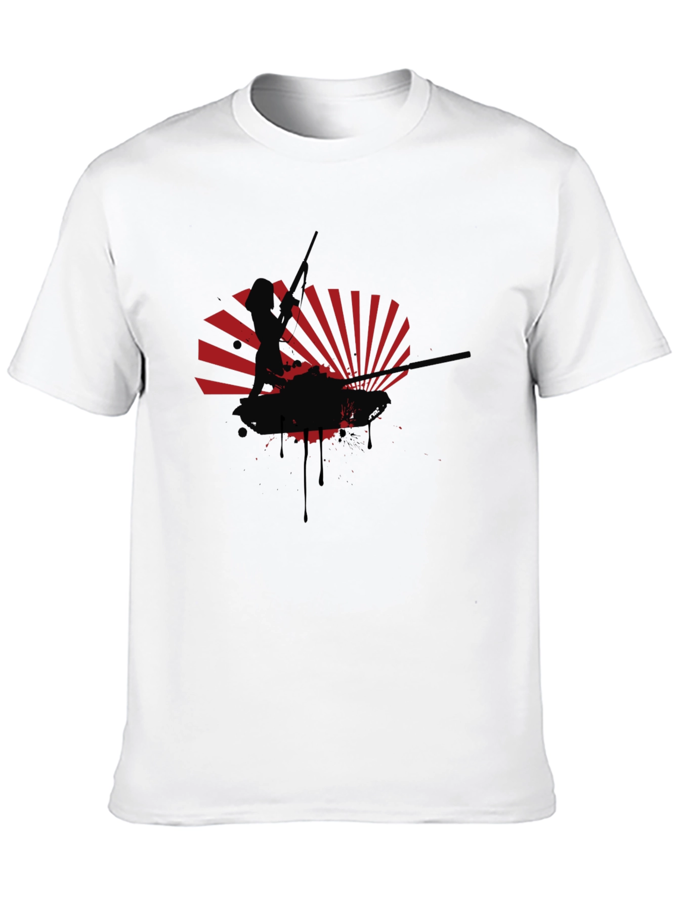 Skier Silhouette Graphic Print Black T-Shirt